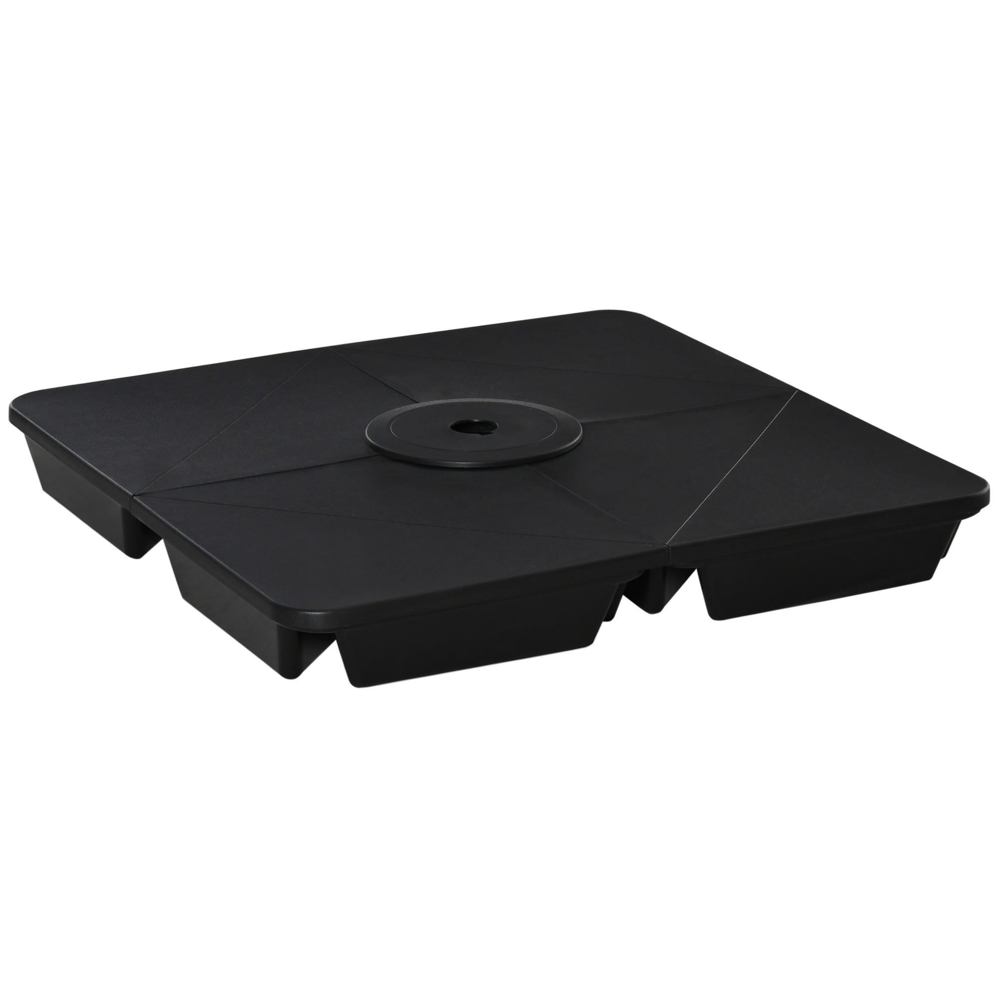 Outsunny 4 Pesos para Base de Sombrilla Rellenable de Arena 80 kg con Asa 4 Piezas para Base Cruzada de Parasol Sombrilla Cantilever para Jardín Exterior 89x89x11 cm Negro