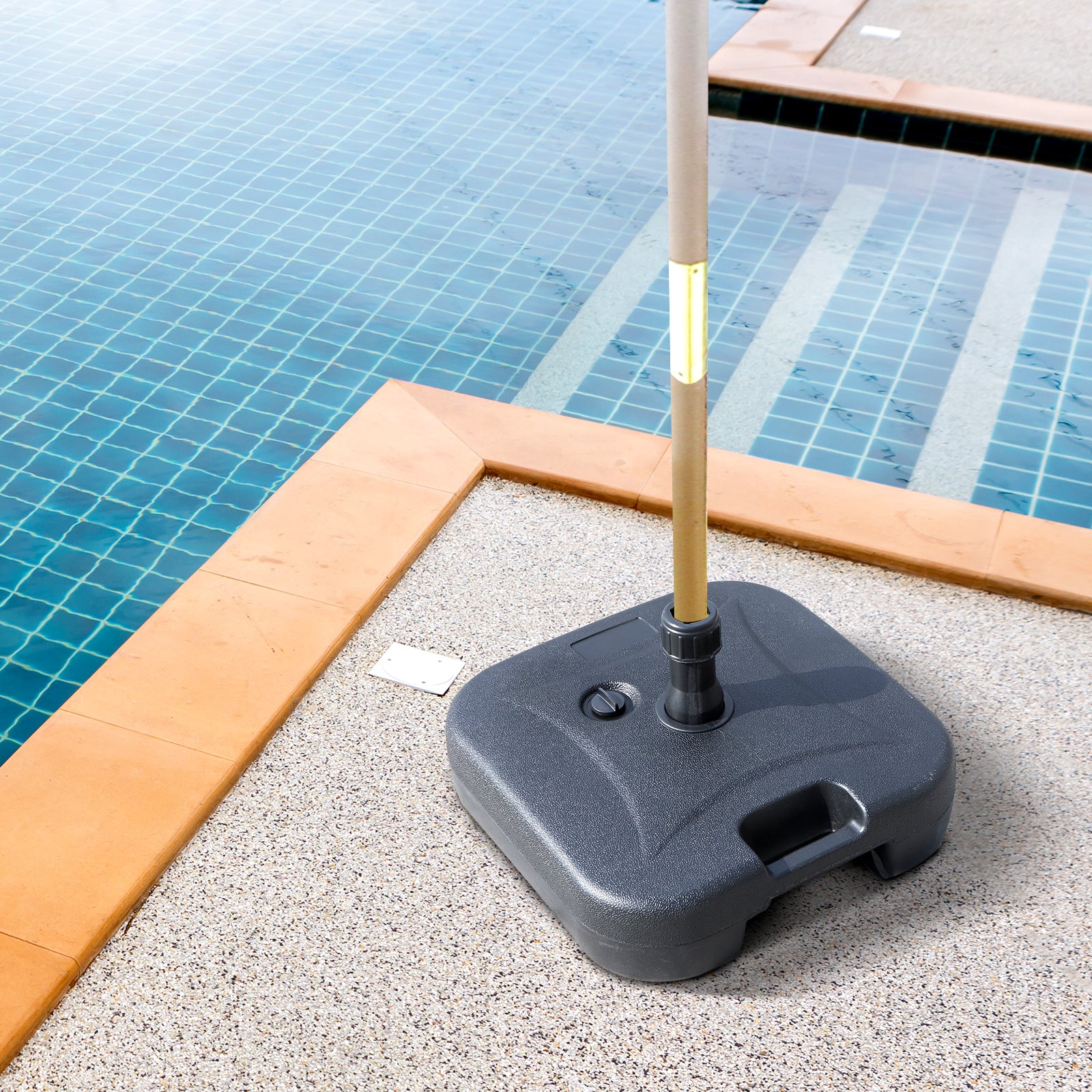 Outsunny Base de Sombrilla Parasol de Playa Pies Soporte de Sombrilla Patio Jardín Lleno de Agua de 20 kg y Arena de 30 kg 46x45x26cm HDPE Negro