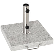 Outsunny Base de Sombrilla Exterior Universal 25 kg de Mármol con 2 Ruedas y Asa de Transporte Tubo de Ø35/38/48 mm Soporte de Parasol para Jardín Balcón Patio 40x40x36 cm Gris