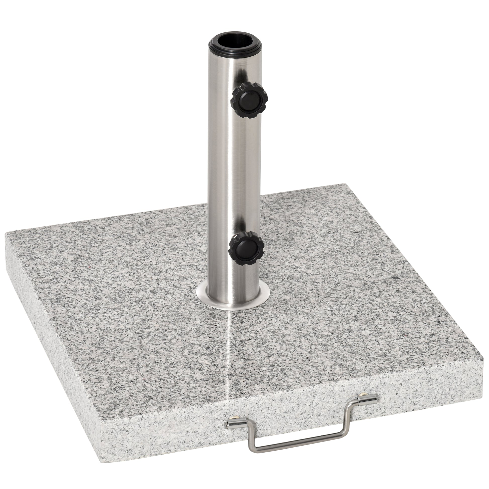 Outsunny Base de Sombrilla Exterior Universal 25 kg de Mármol con 2 Ruedas y Asa de Transporte Tubo de Ø35/38/48 mm Soporte de Parasol para Jardín Balcón Patio 40x40x36 cm Gris