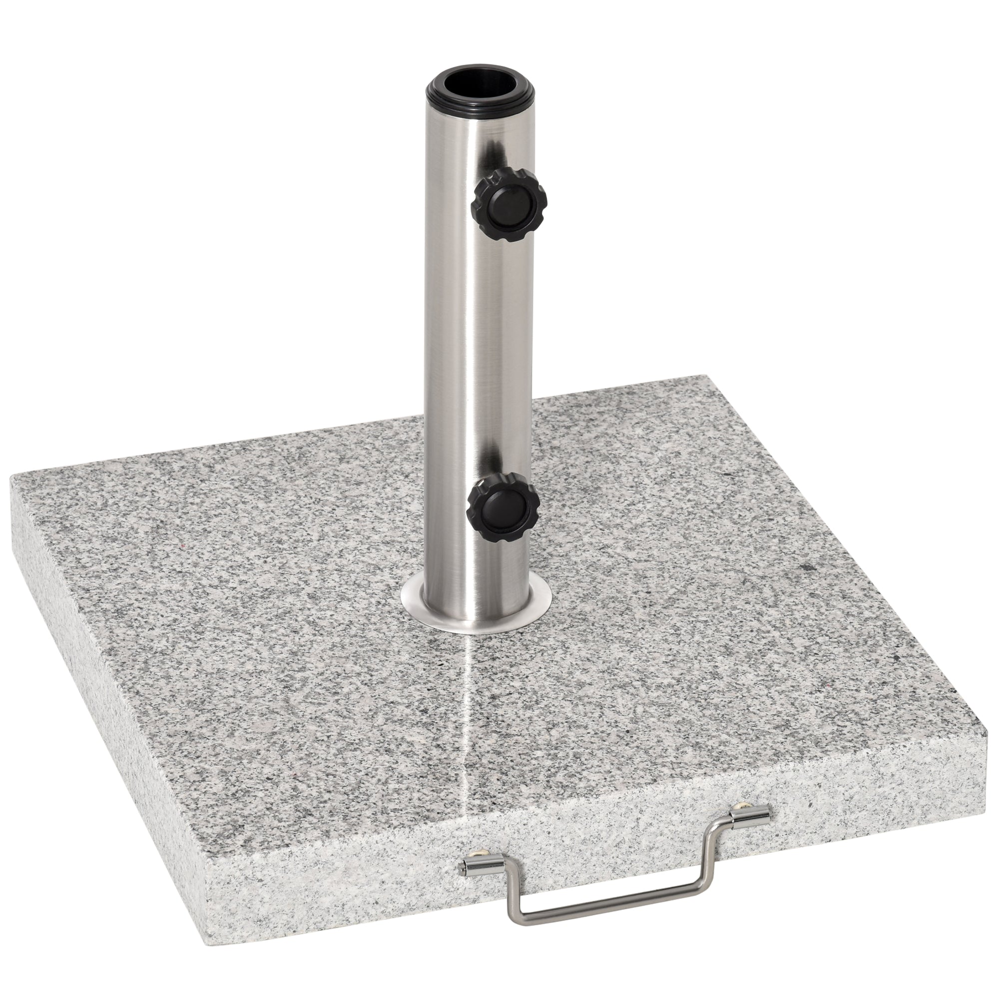 Outsunny Base de Sombrilla Exterior Universal 25 kg de Mármol con 2 Ruedas y Asa de Transporte Tubo de Ø35/38/48 mm Soporte de Parasol para Jardín Balcón Patio 40x40x36 cm Gris