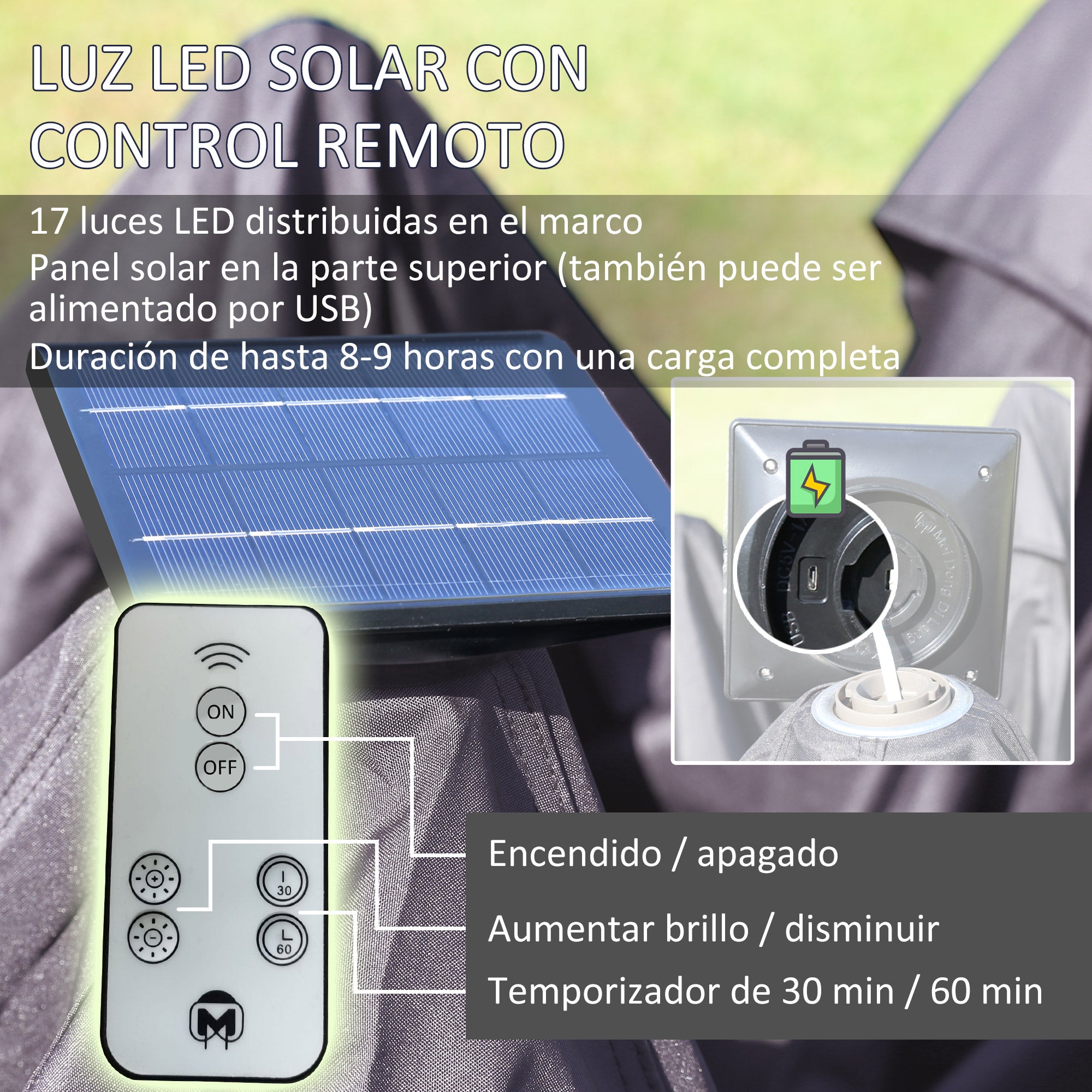 Outsunny Carpa Plegable Exterior 3x3x2,9 m con Luces LED y Control Remoto Cenador de Jardín con 4 Mosquiteras Extraíbles y Bolsa de Transporte Impermeable Gazebo para Exterior Camping Fiestas Beige
