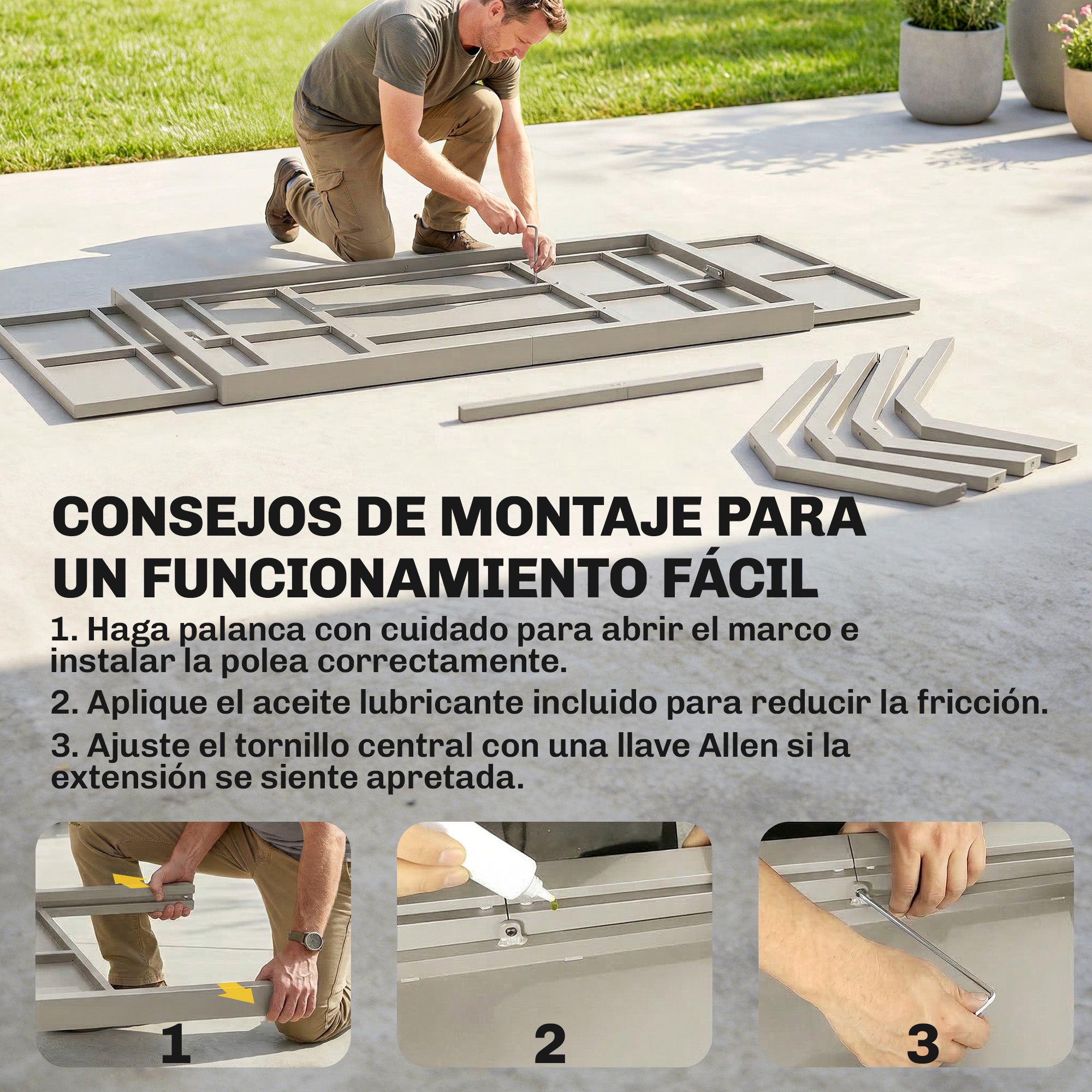 Outsunny Mesa de Jardín Extensible con Superficie de Aluminio, 154/214x85 cm, Mesa de Comedor Exterior Extensible Rectangular con Imitación Madera para 8-10 Personas, para Patio, Terraza, Gris Claro