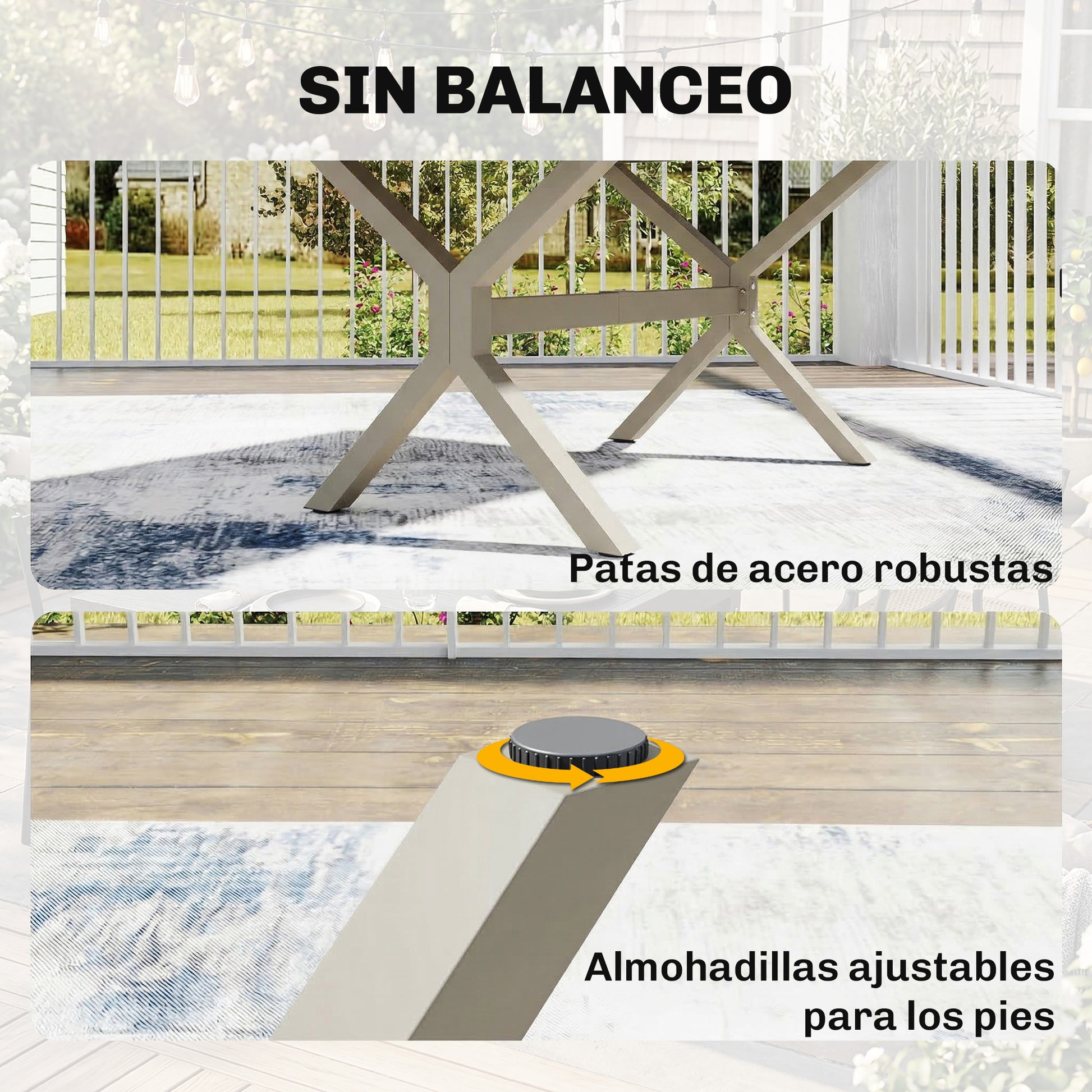 Outsunny Mesa de Jardín Extensible con Superficie de Aluminio, 154/214x85 cm, Mesa de Comedor Exterior Extensible Rectangular con Imitación Madera para 8-10 Personas, para Patio, Terraza, Gris Claro