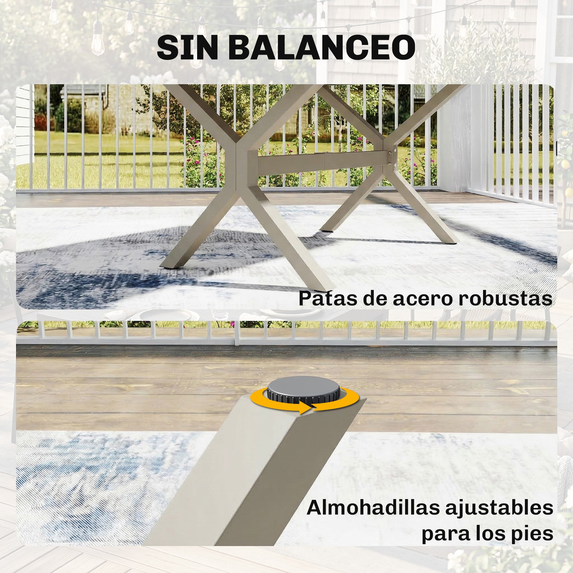 Outsunny Mesa de Jardín Extensible con Superficie de Aluminio, 154/214x85 cm, Mesa de Comedor Exterior Extensible Rectangular con Imitación Madera para 8-10 Personas, para Patio, Terraza, Gris Claro