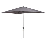 Outsunny Sombrilla de Aluminio 200x300x240 cm Parasol Rectangular de Jardín Inclinable con Manivela y Poste Desmontable para Terraza Piscina Patio Exterior Gris