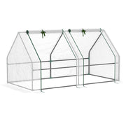 Outsunny Invernadero de Exterior Invernadero de Jardín 180x90x90 cm Tipo Caseta con 2 Ventanas Marco de Acero Invernadero de Terraza para Cultivo Plantas Flores Tomates Blanco