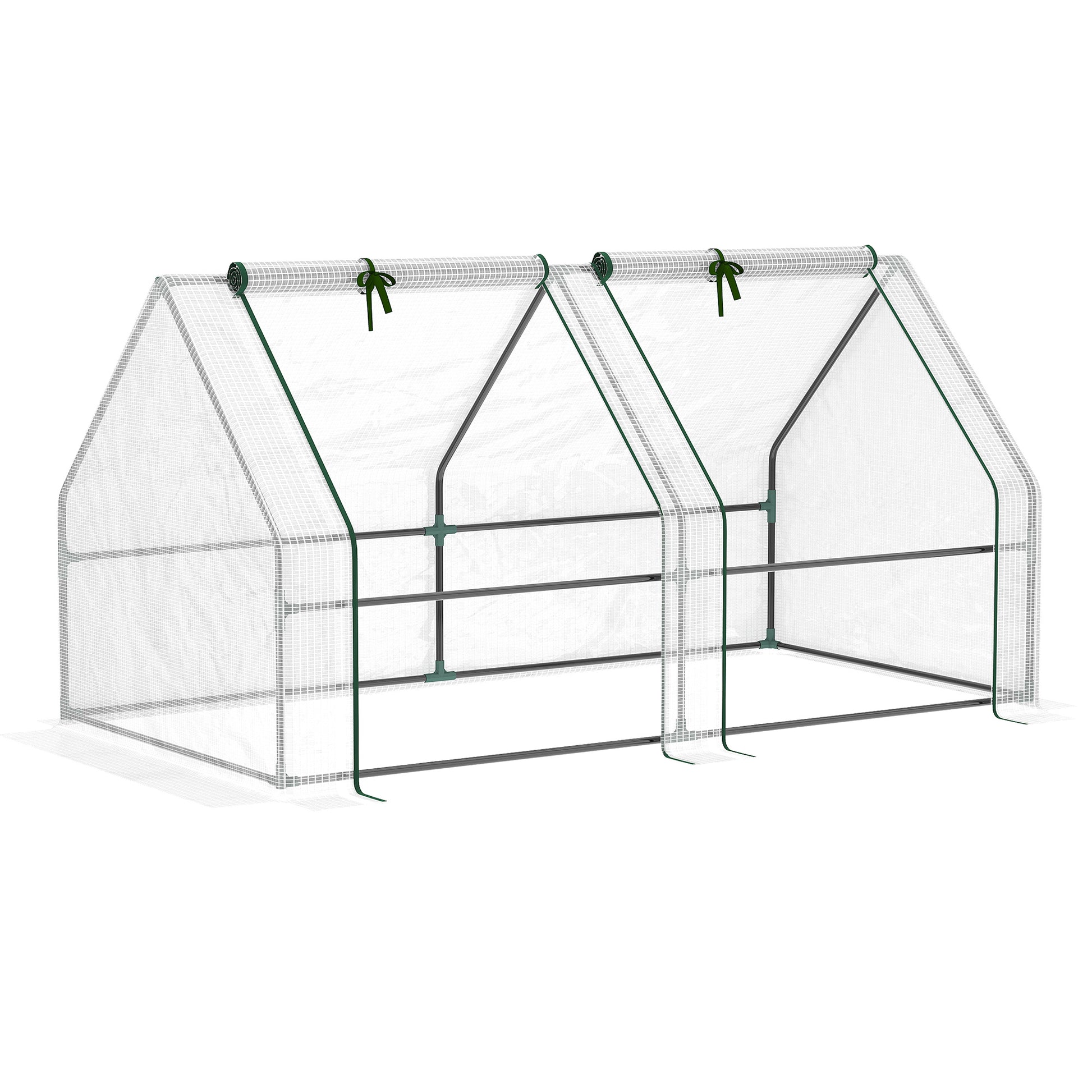 Outsunny Invernadero de Exterior Invernadero de Jardín 180x90x90 cm Tipo Caseta con 2 Ventanas Marco de Acero Invernadero de Terraza para Cultivo Plantas Flores Tomates Blanco
