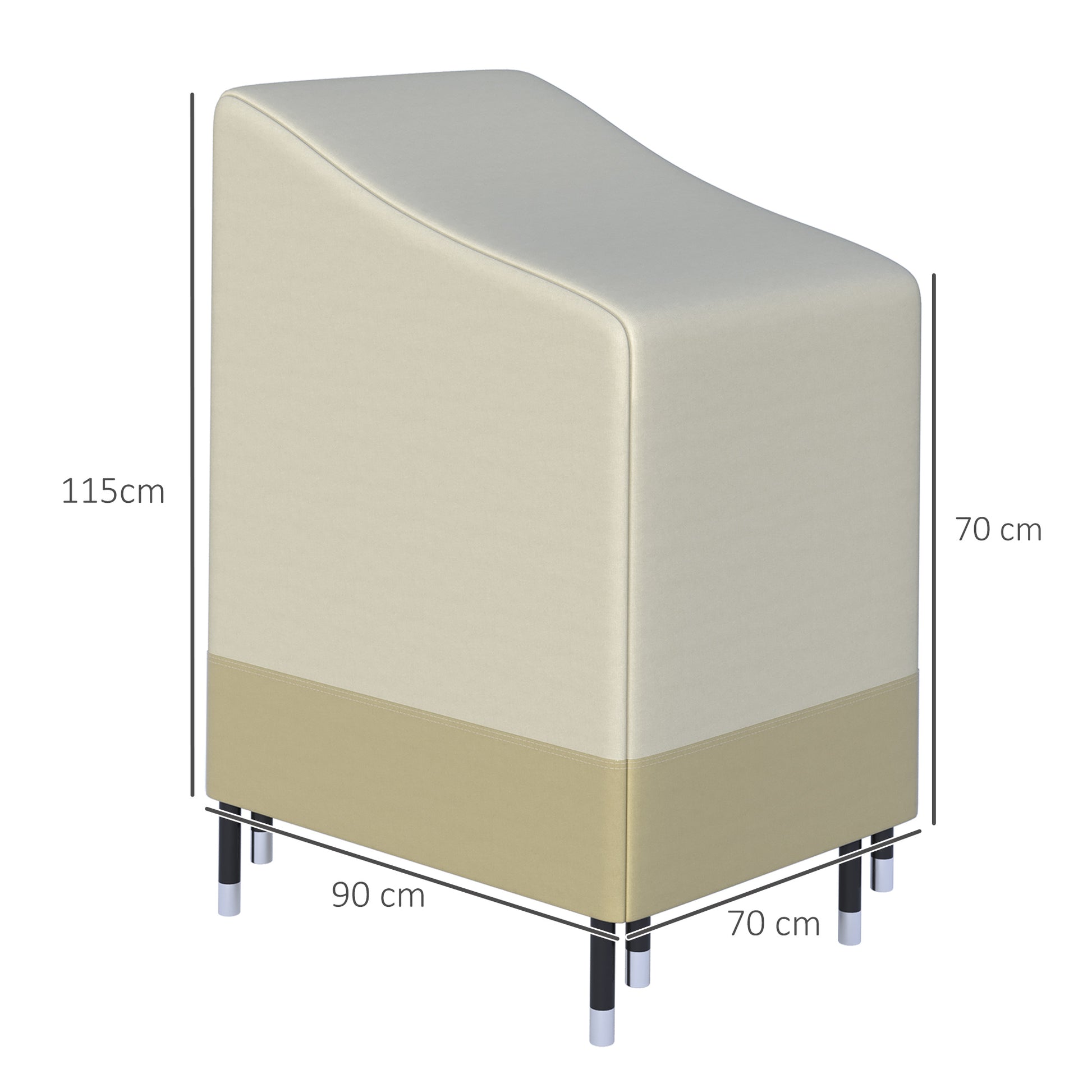Outsunny Funda para Sillas Apilables 90x70x115 cm Funda para Sillas de Jardín Impermeable de Tela Oxford 600D Funda para Muebles Jardín Anti-UV Beige y Café
