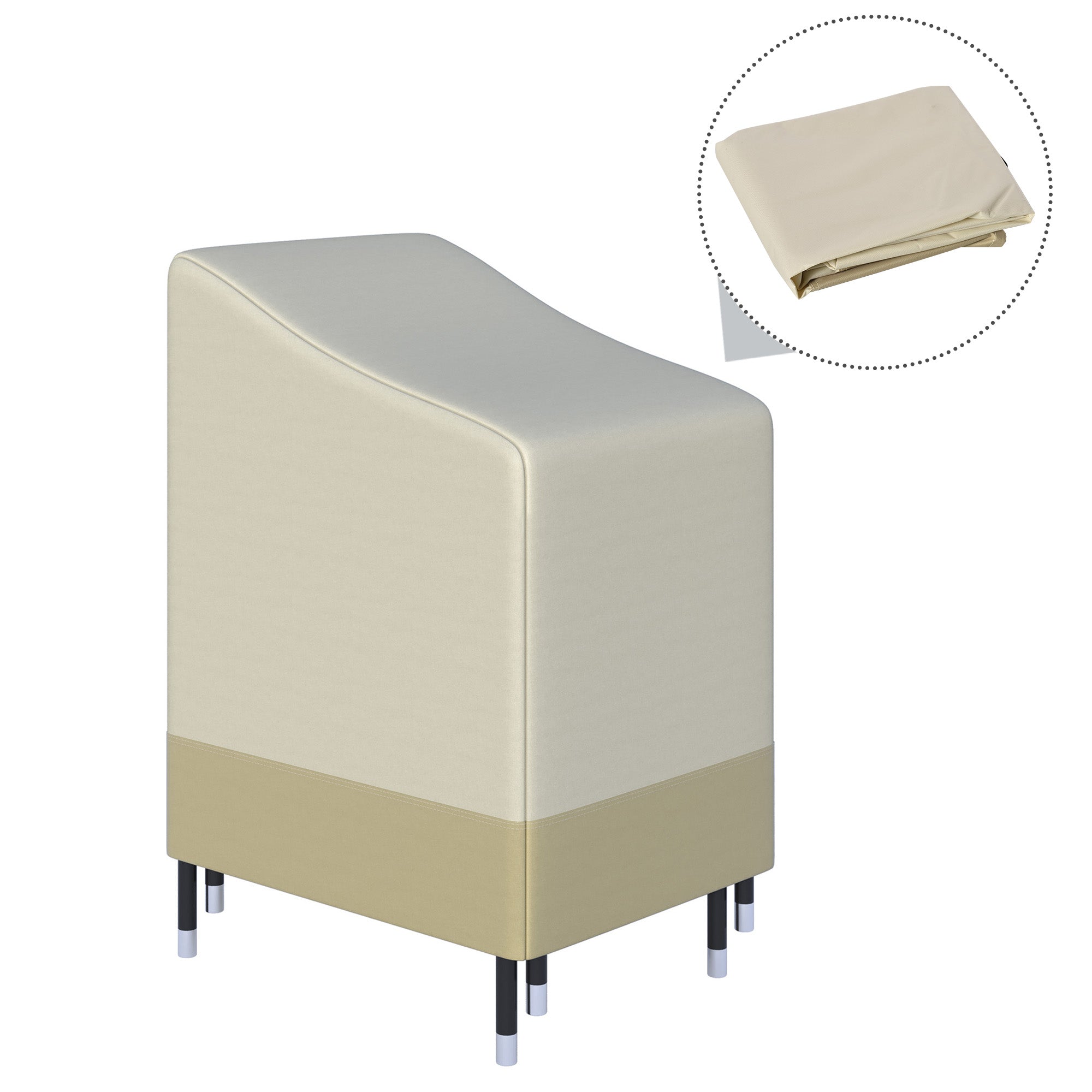 Outsunny Funda para Sillas Apilables 90x70x115 cm Funda para Sillas de Jardín Impermeable de Tela Oxford 600D Funda para Muebles Jardín Anti-UV Beige y Café