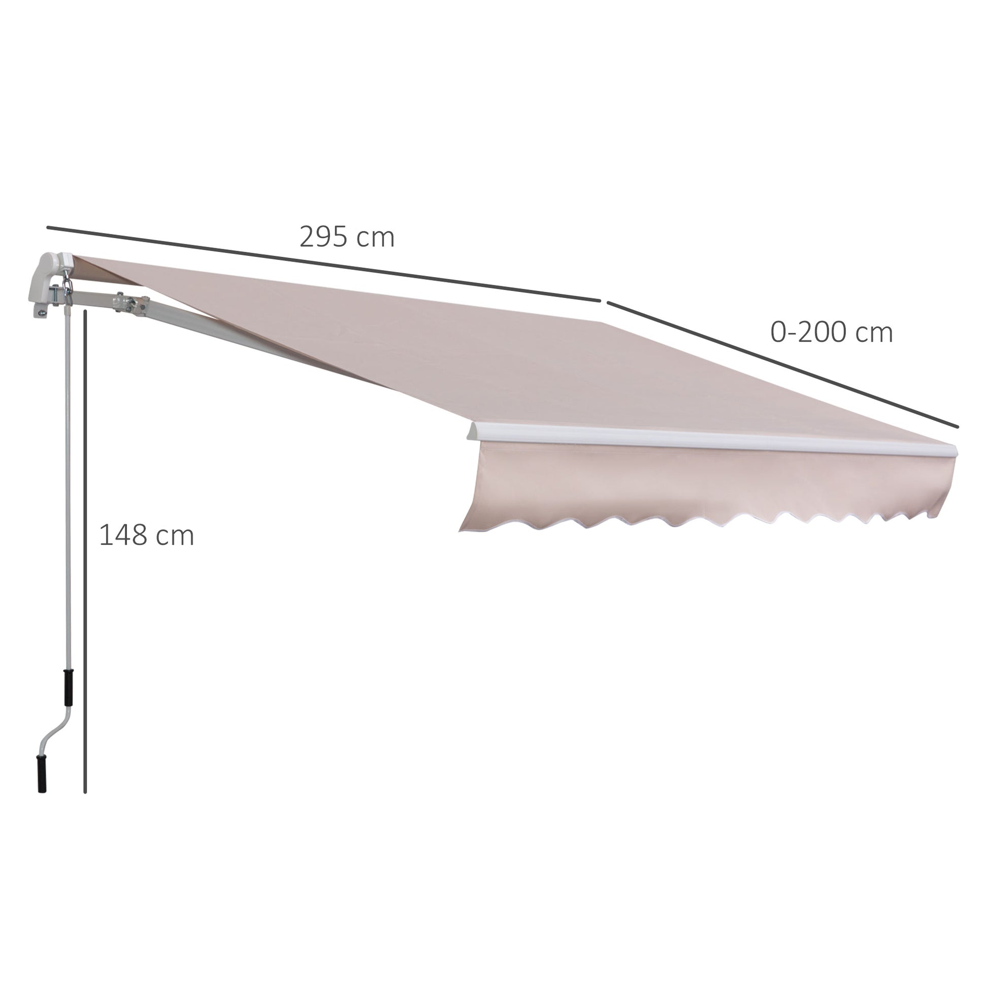 Outsunny Toldo Manual con Manivela 3x2m Toldo con Brazo Plegable Retráctil Ángulo Ajustable de Aluminio Protección Solar para Puerta Ventanas Balcón Beige