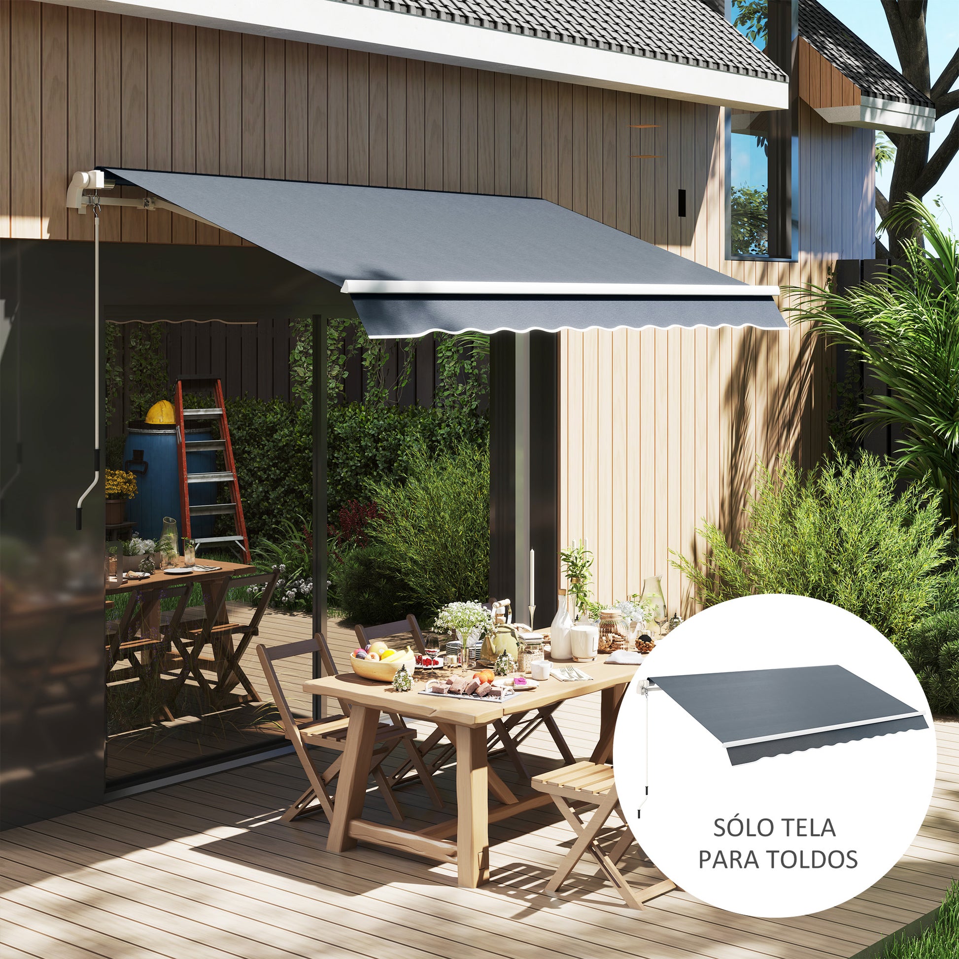 Outsunny Techo de Repuesto para Toldo 2,8x2,5 m Toldo de Lona con Protección UV 50+ Impermeable Tela de Repuesto para Patio Terraza Jardín Gris