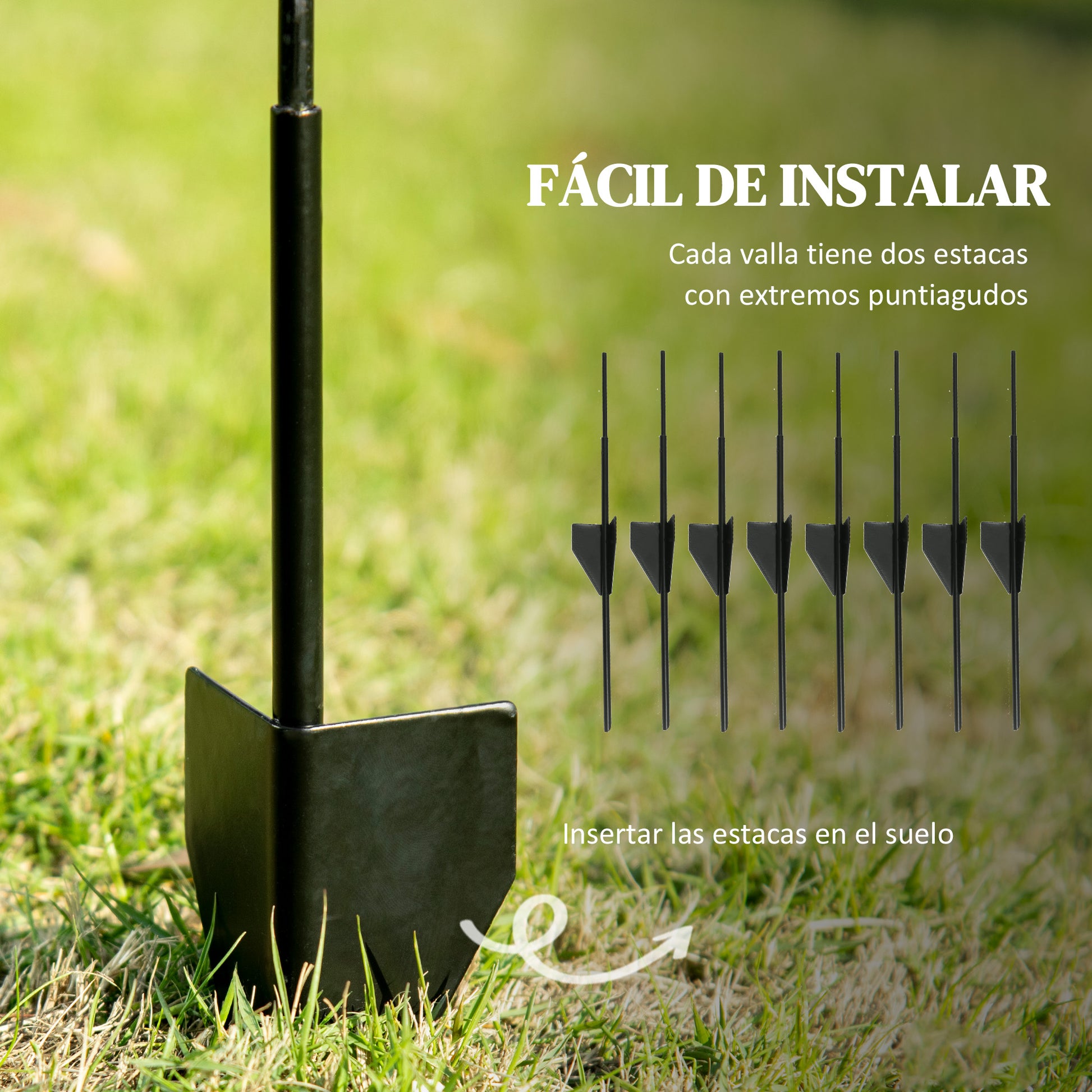 Outsunny Vallas de Jardín Exterior de 4 Paneles 88x110 cm Vallas de Jardín Metálicas Vallas Decorativas con Ángulo Ajustable para Patio Terraza Negro