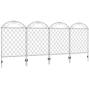 Outsunny Vallas de Jardín Exterior de 4 Paneles 88x110 cm Vallas de Jardín Metálicas Vallas Decorativas con Ángulo Ajustable para Patio Terraza Negro