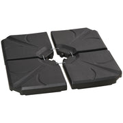 Outsunny Base para Sombrilla de 4 Piezas Soporte para Parasol Rellenable con Arena 72 kg o Agua 56 kg para Jardín Patio Terraza Negro
