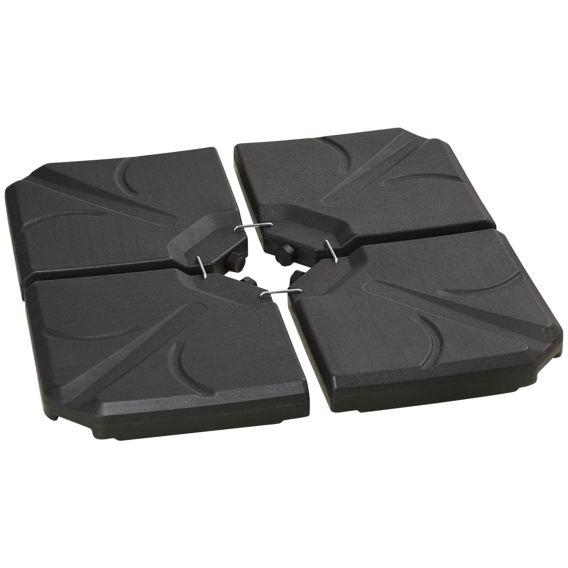 Outsunny Base para Sombrilla de 4 Piezas Soporte para Parasol Rellenable con Arena 72 kg o Agua 56 kg para Jardín Patio Terraza Negro
