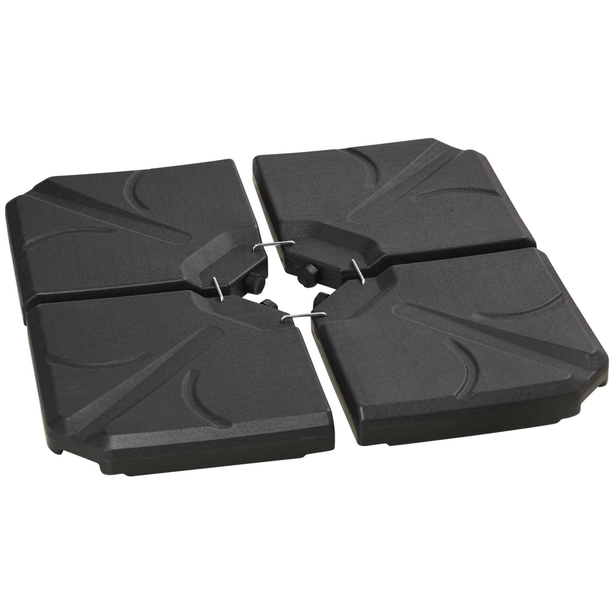 Outsunny Base para Sombrilla de 4 Piezas Soporte para Parasol Rellenable con Arena 72 kg o Agua 56 kg para Jardín Patio Terraza Negro