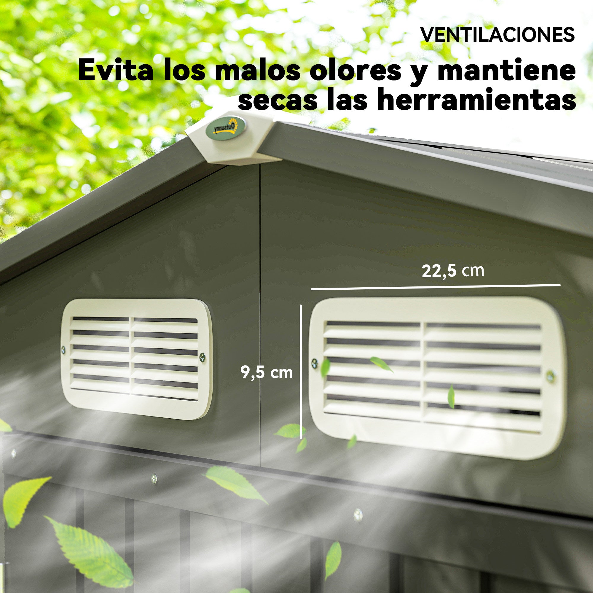 Outsunny Caseta de Jardín Exterior, 2,27 m² 190x131x188 cm, Cobertizo de Jardín Exterior Metálico con 2 Ventilaciones, Puerta con Cerradura, para Almacenamiento de Herramientas, Gris
