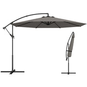 Outsunny Parasol Excéntrico, Ø300 cm, Sombrilla de Jardín con Base Cruzada, Toldo Ajustable, Manivela, 8 Barras, UPF30+, para Terraza, Patio, Exterior, Gris