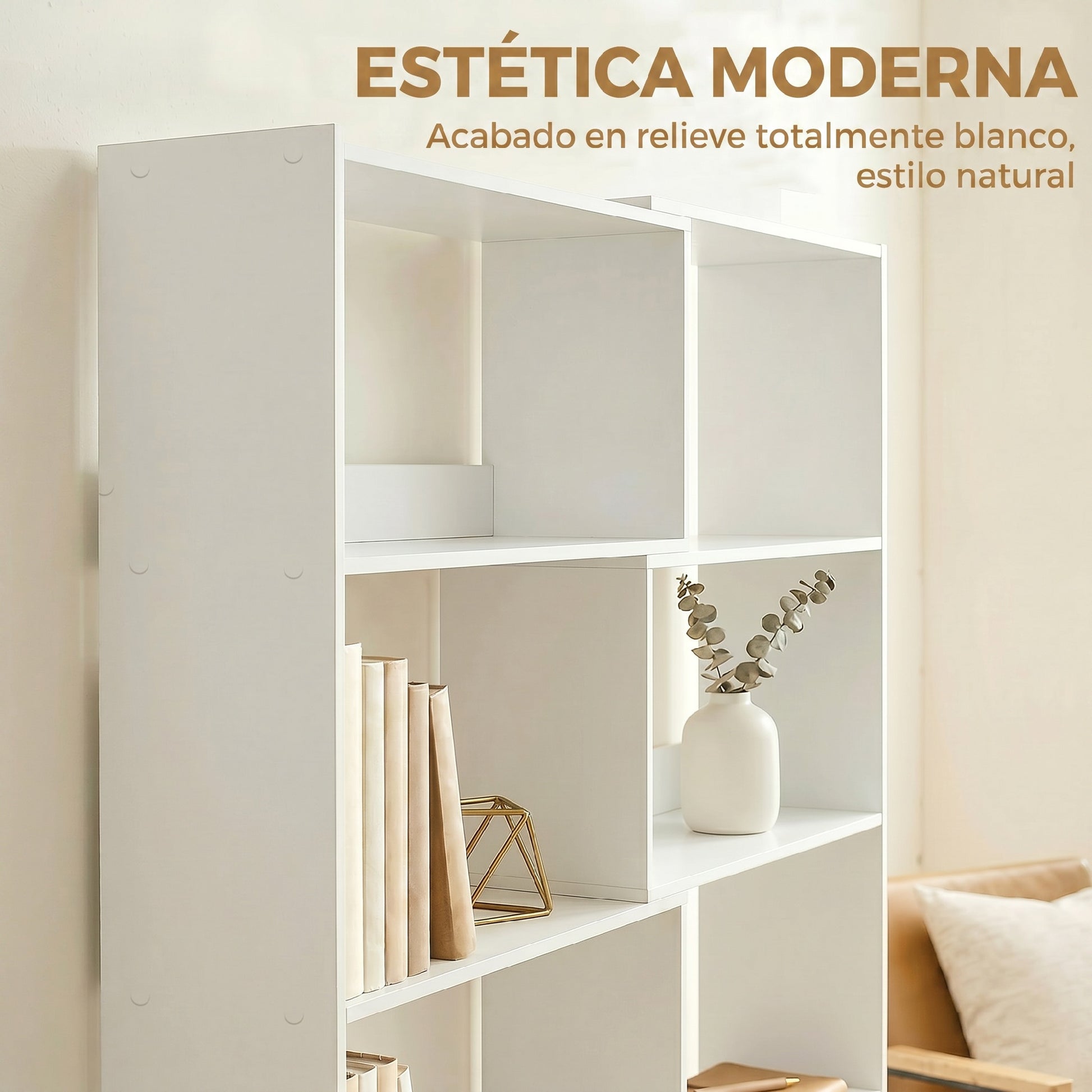 HOMCOM Estantería Expandible 5 Niveles, Librería para Libros Giratoria 350°, Ancho Ajustable, Convertible en en L, Recta o Compacta para Salón, Dormitorio, Estudio 111,5x23,8x163,7 cm Blanco