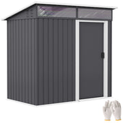 Outsunny Caseta de Jardín Exterior 1,9m² 195x122x182 cm Cobertizo de Jardín Exterior con Base Refuerzo (Suelo NO Incluido) Puerta Corredera Ventanas Cobertizo para Terraza Patio Gris Oscuro
