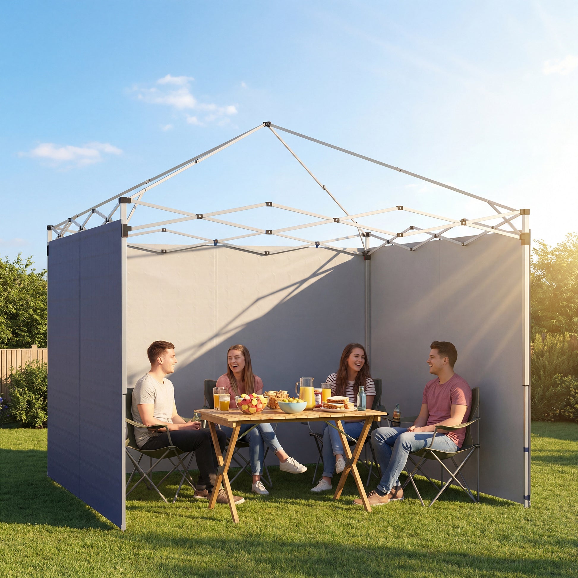 Outsunny 3 Paredes Laterales para Carpas de 3x3 m, Paredes Laterales de Repuesto para Cenador de Tela Oxford 210D con Cremallera, para Fiestas, 300x200 cm, Azul Oscuro