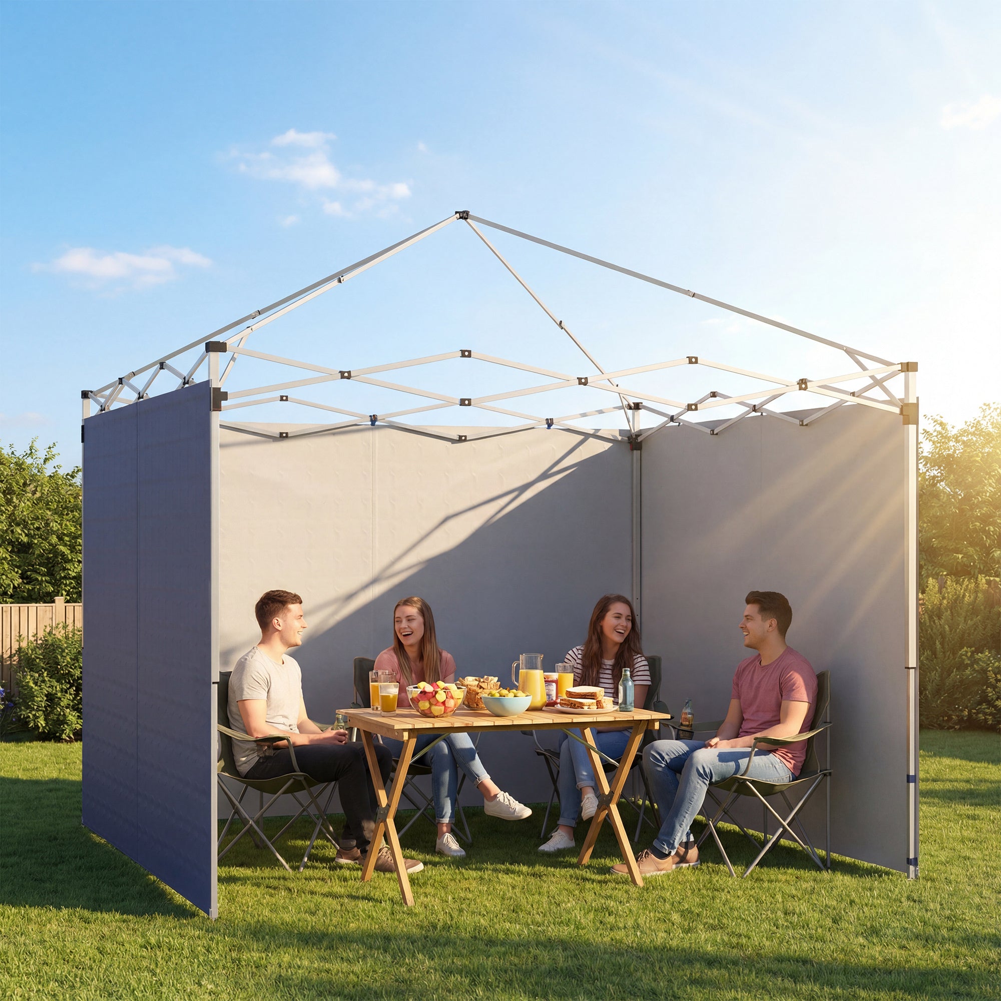 Outsunny 3 Paredes Laterales para Carpas de 3x3 m, Paredes Laterales de Repuesto para Cenador de Tela Oxford 210D con Cremallera, para Fiestas, 300x200 cm, Azul Oscuro
