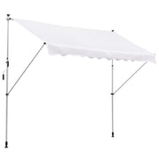 Outsunny Toldo Manual Retráctil 300x150x170-280 cm Toldo para Balcón con Altura Ajustable Manivela y Protección Solar para Terraza Jardín Blanco