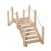 Outsunny Puente de Jardín de Madera con Pasamanos de Cadenas Metálicas Puente Decorativo para Estanque Carga 5 kg para Decoración Patio 100x32x48 cm Madera Natural