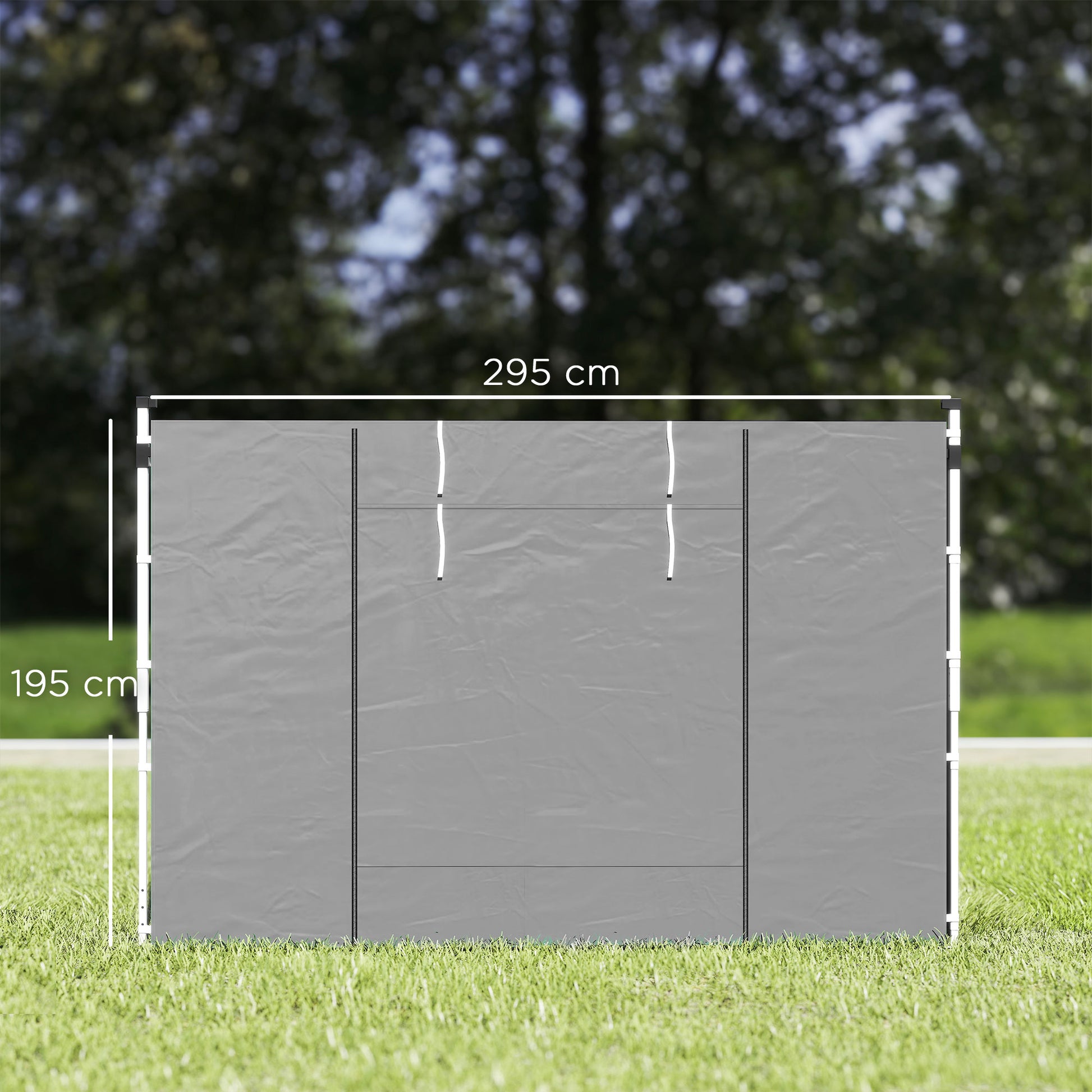 Outsunny 2 Paredes Laterales para Carpas de 3 x 3 / 3 x 6 m, 300x200 cm, Paredes Laterales de Repuesto para Cenador de Tela Oxford con Ventana Enrollable y Puerta con Cremallera, para Fiestas, Gris