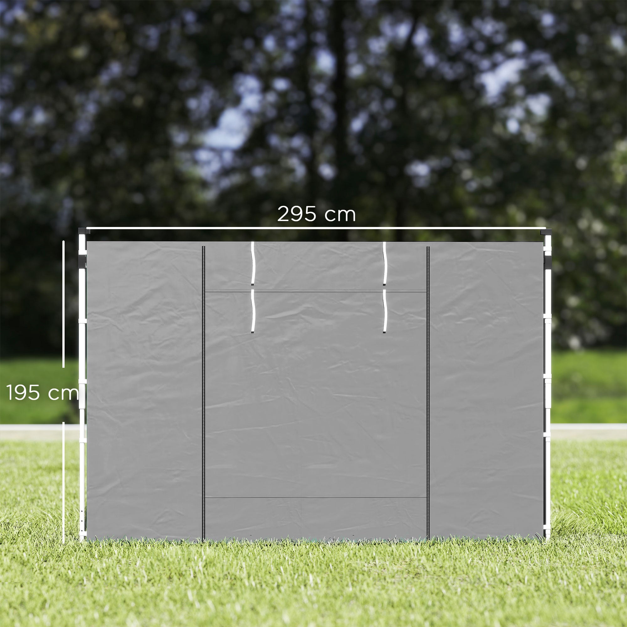 Outsunny 2 Paredes Laterales para Carpas de 3 x 3 / 3 x 6 m, 300x200 cm, Paredes Laterales de Repuesto para Cenador de Tela Oxford con Ventana Enrollable y Puerta con Cremallera, para Fiestas, Gris