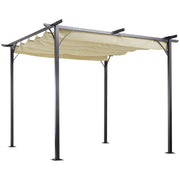 Outsunny Pérgola de Jardín 3x3m Gazebo Cenador para Exterior con Techo Retráctil Tela Poliéster Impermeable y Anti-UV para Patio Terraza Beige