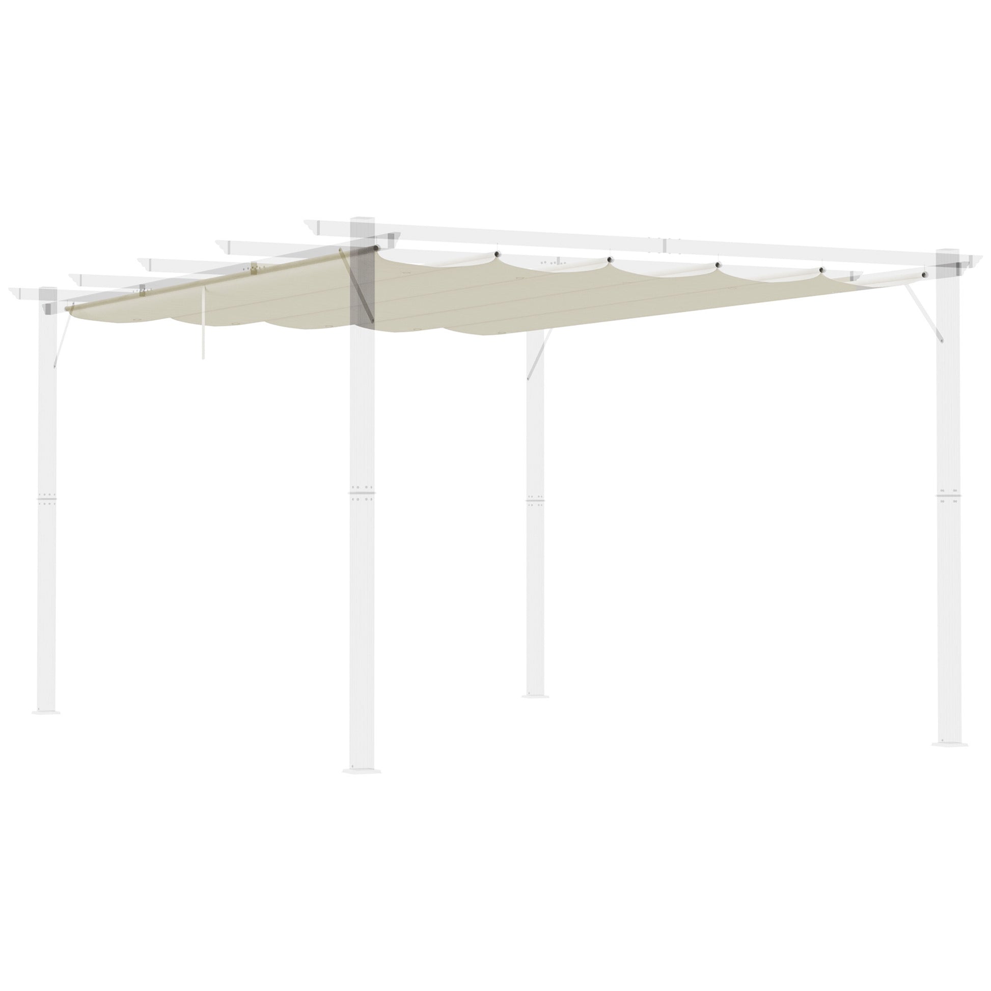Outsunny Techo de Pérgola 3,5x2,6 m Techo de Repuesto Retráctil para Sombrilla Toldo de Tela para Cenador Jardín con 10 Orificios de Drenaje Crema
