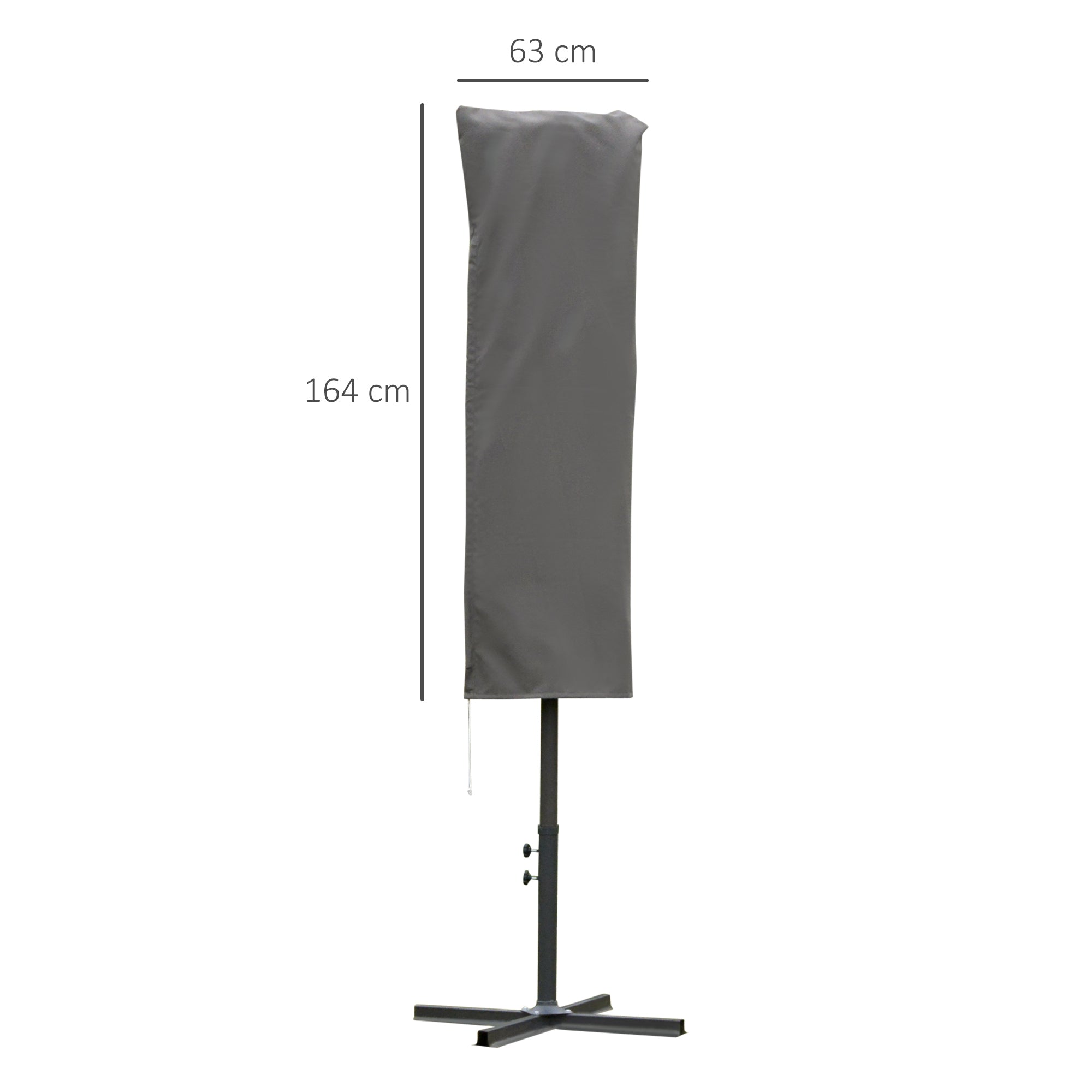 Outsunny Funda Protectora de Sombrilla Ø63x164 cm Cubierta de Sombrilla Resistente a Intemperie para Jardín Patio con Varilla Cremallera Gris