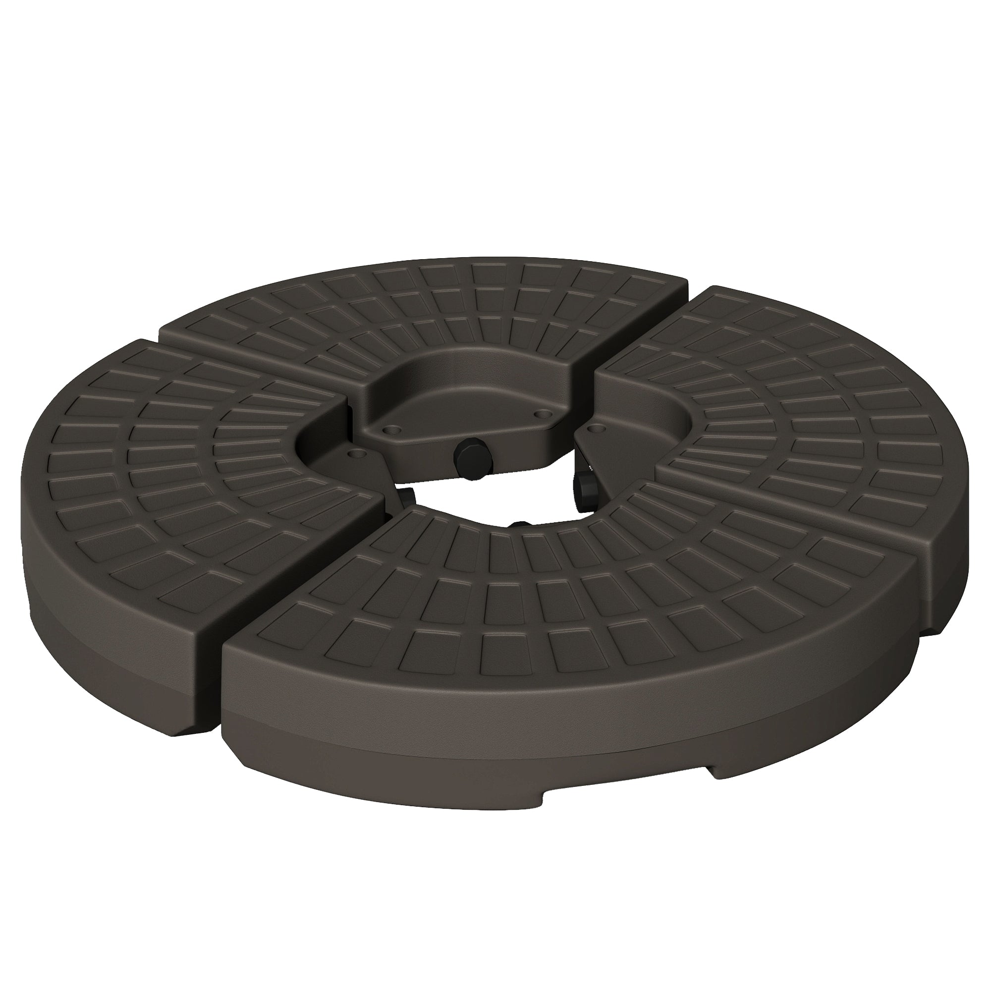 Outsunny Base para Sombrilla en 4 Partes Rellenable de Arena y Agua Desmontable para Jardín Patio al Aire Libre 100x100x10,5 cm Café