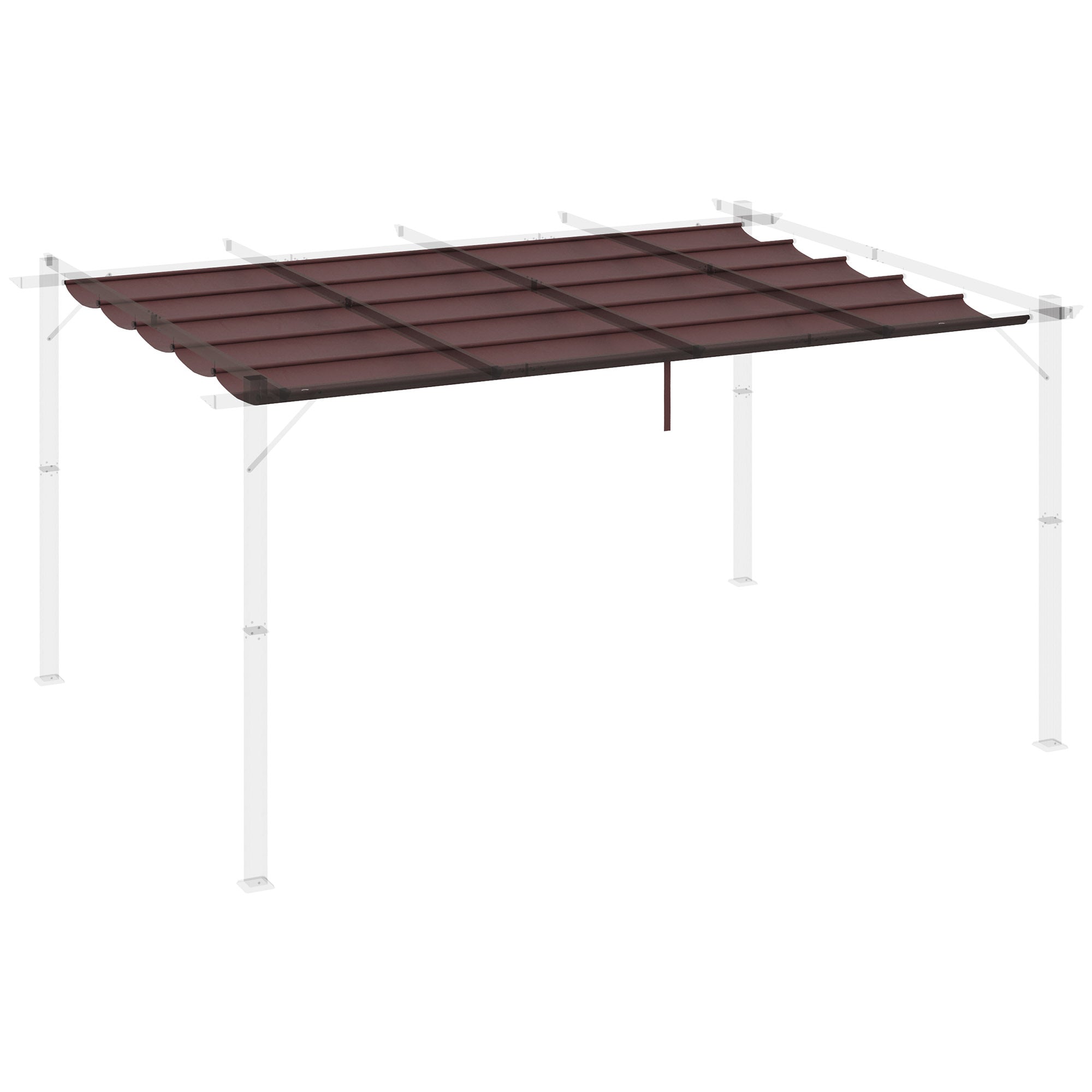 Outsunny Techo de Pérgola 3,5x2,6 m Techo de Repuesto Retráctil para Sombrilla Toldo de Tela para Cenador Jardín con 10 Orificios de Drenaje Café