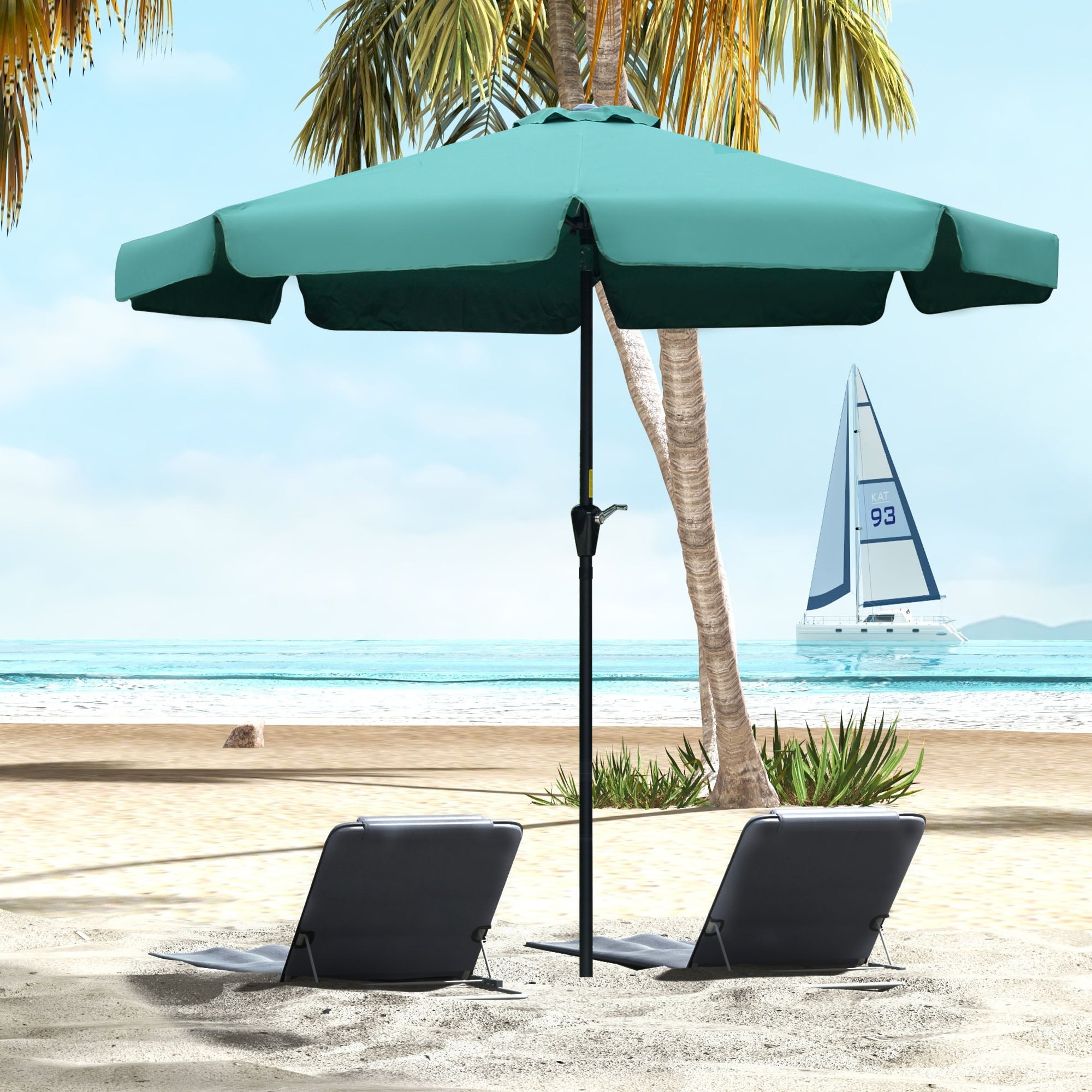 Outsunny Sombrilla Terraza Exterior Ø266 cm Sombrilla de Jardín Inclinable con Protección UV50+ Poste de Aluminio y Manivela Parasol para Patio Terraza Verde