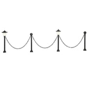 Outsunny Faroles Solares con Valla de Cadena Farolas LED con Energía Solar para Exteriores Impermeable IP65 Sensor de Noche 314x14x60 cm Negro