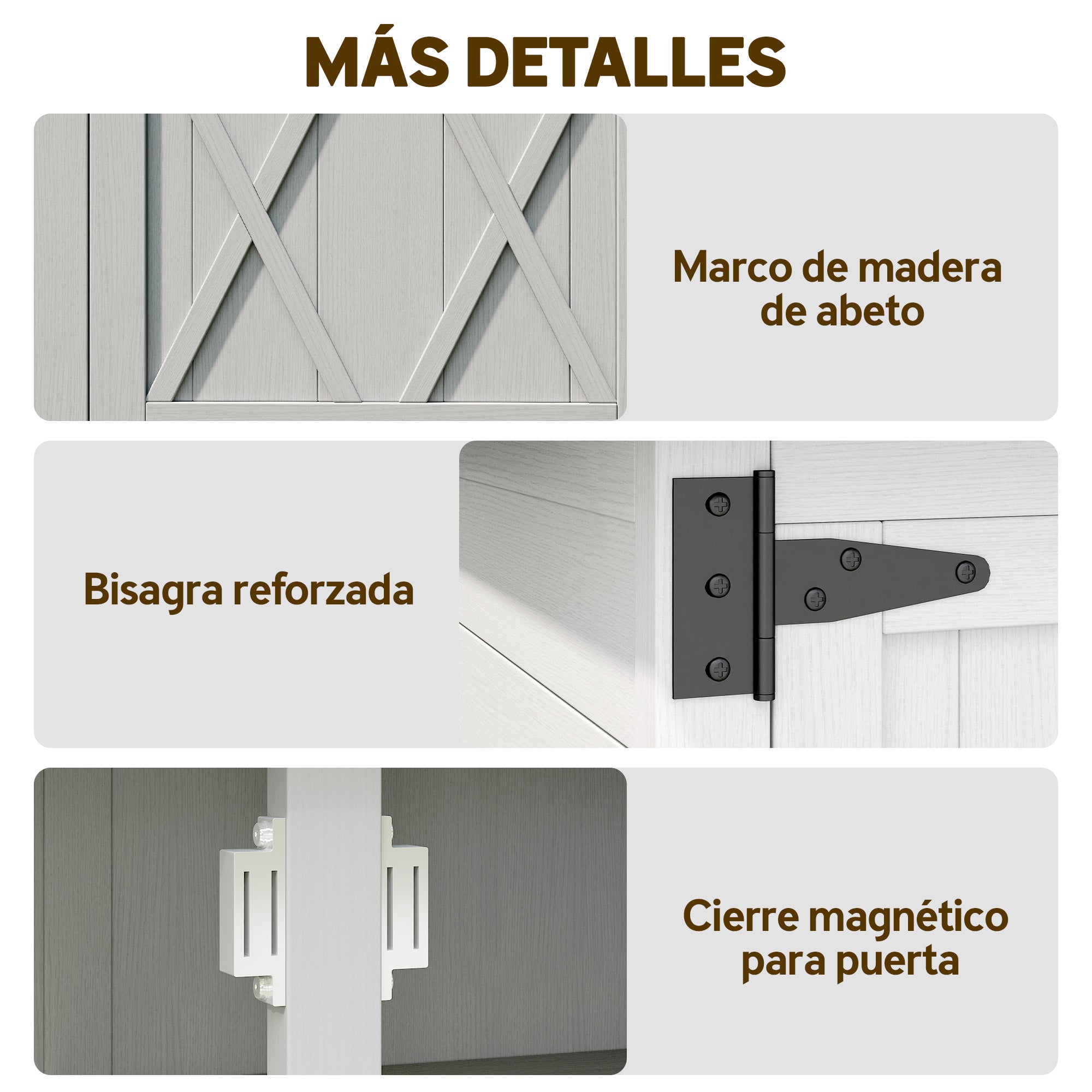 Outsunny Caseta de Jardín de Madera, 75x40x90 cm, Cobertizo Jardín Exterior, Armario para Almacenaje de Herramientas, con 4 Estantes, 2 Puertas y Techo de Acero Galvanizado, Gris