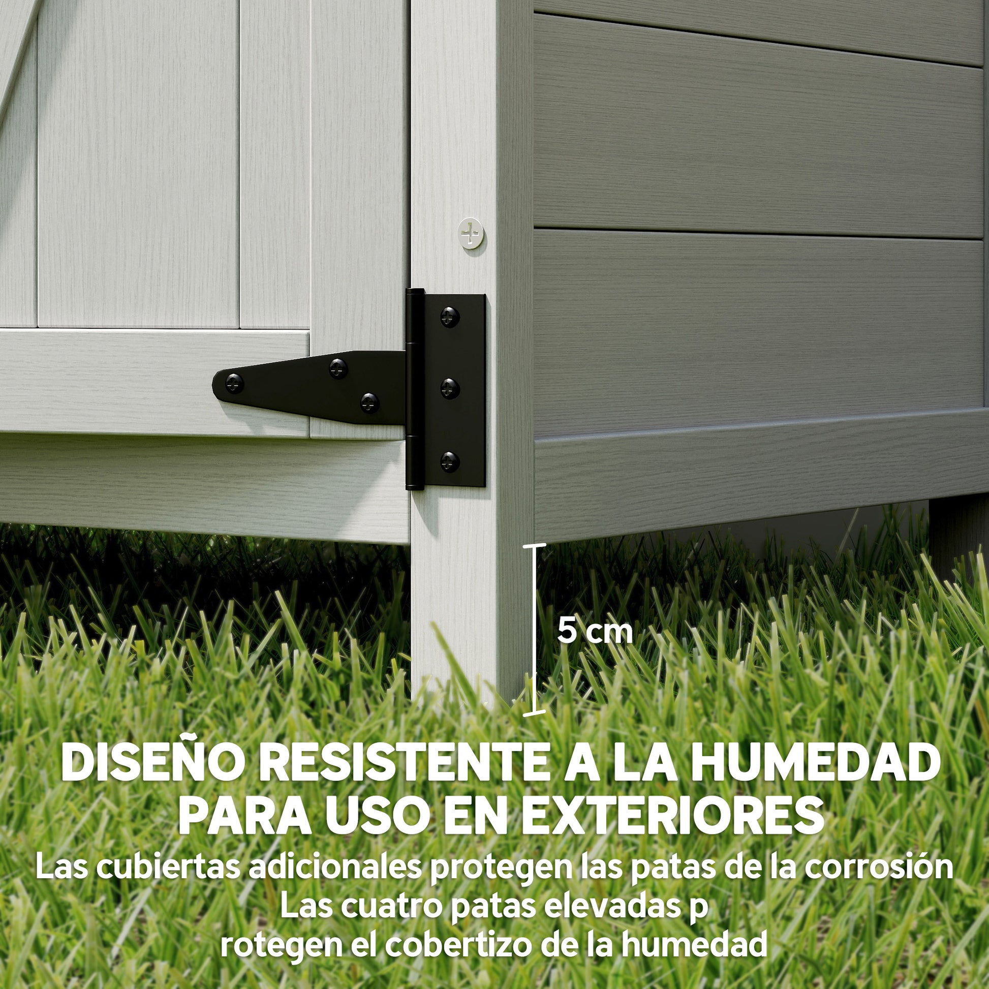Outsunny Caseta de Jardín de Madera, 75x40x90 cm, Cobertizo Jardín Exterior, Armario para Almacenaje de Herramientas, con 4 Estantes, 2 Puertas y Techo de Acero Galvanizado, Gris