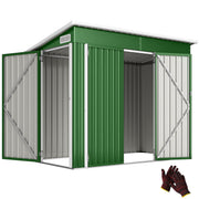 Outsunny Caseta de Jardín Exterior 2,7 m², 234x132x185 cm, Cobertizo de Jardín Exterior Metálico con Triple Puerta, Cerradura, Techo Inclinado y Ventilación para Almacenamiento de Herramientas, Verde
