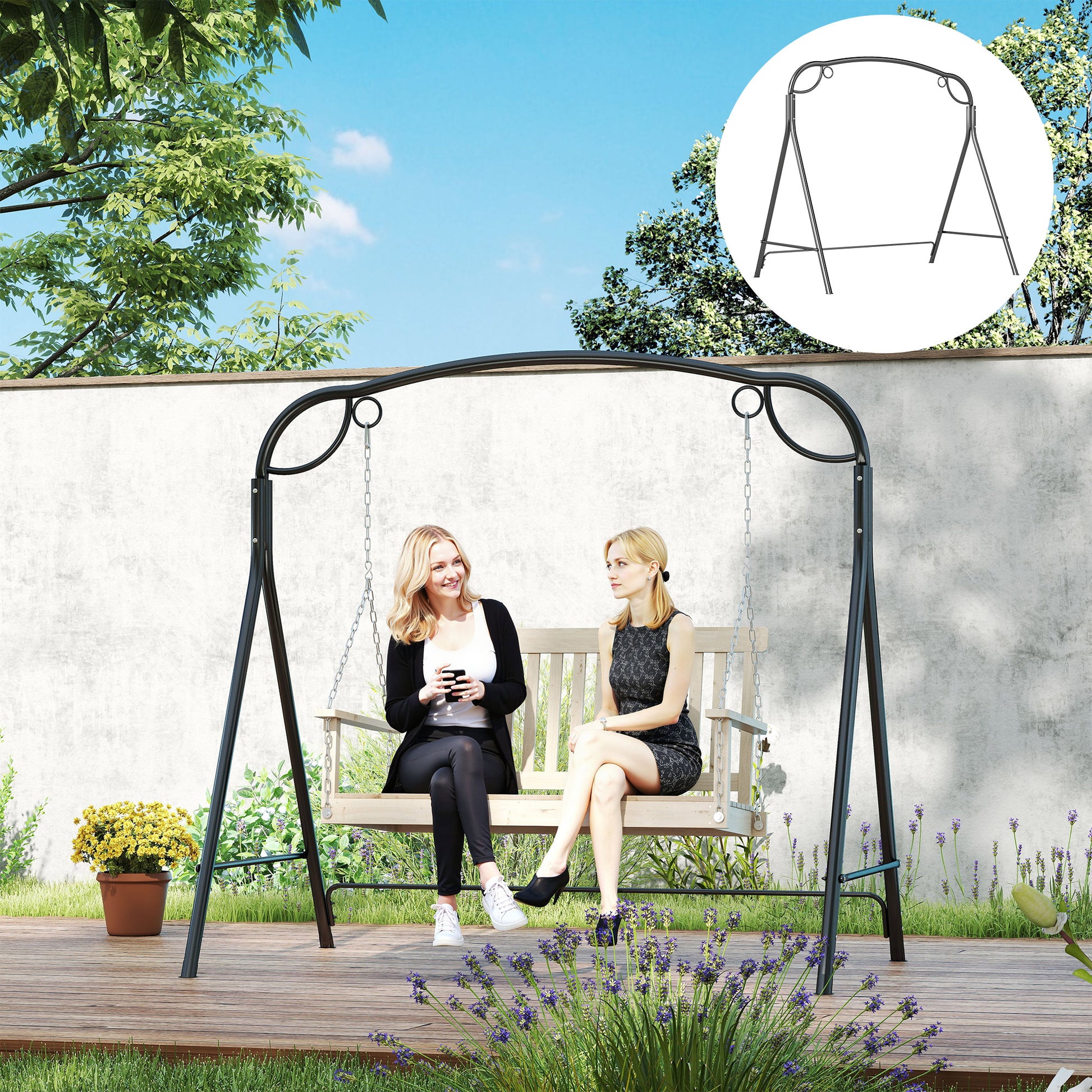 Outsunny Soporte para Columpio de Metal Estructura de Columpio Resistente con Patas en Forma de A Carga 220 kg para Jardín Parque Patio Porche 172x126x170 cm Bronce