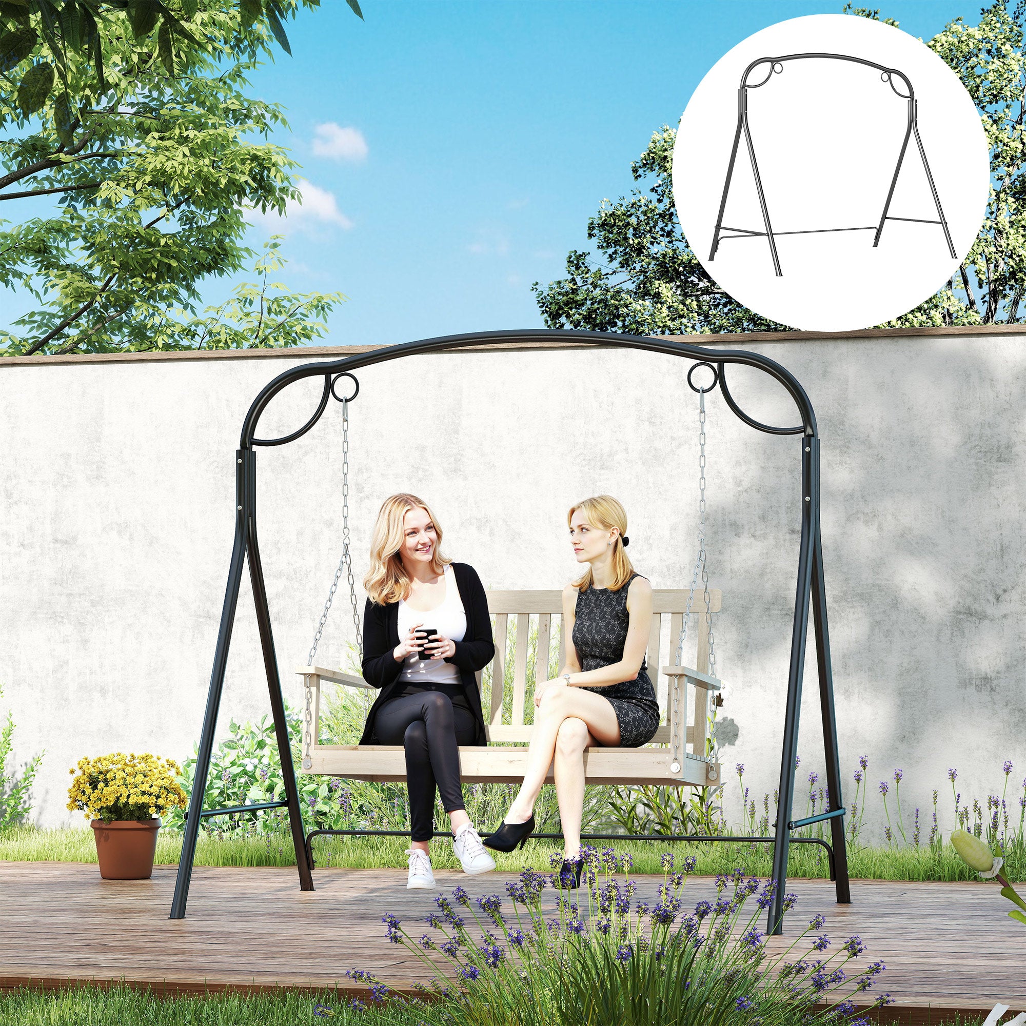 Outsunny Soporte para Columpio de Metal Estructura de Columpio Resistente con Patas en Forma de A Carga 220 kg para Jardín Parque Patio Porche 172x126x170 cm Bronce