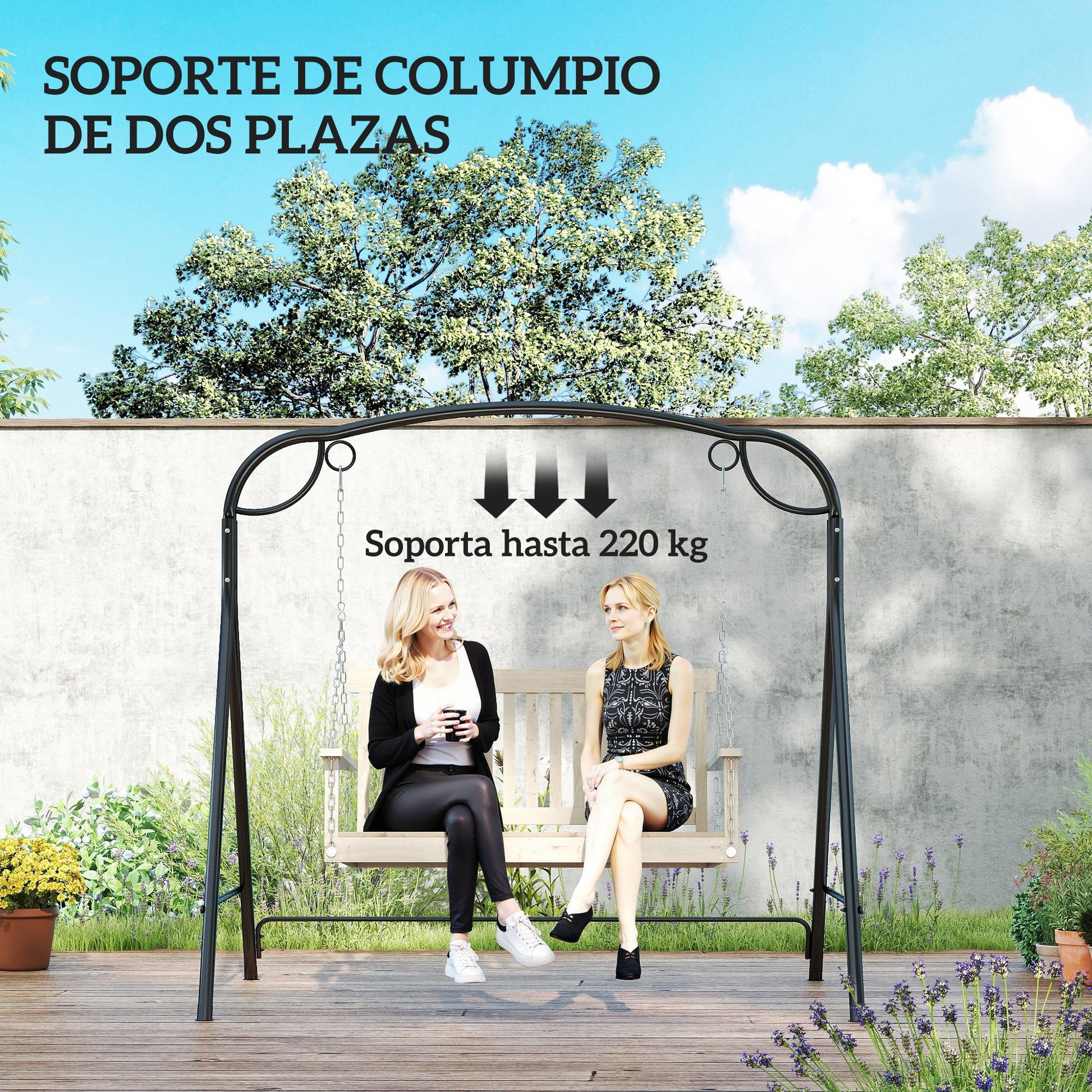 Outsunny Soporte para Columpio de Metal Estructura de Columpio Resistente con Patas en Forma de A Carga 220 kg para Jardín Parque Patio Porche 172x126x170 cm Bronce