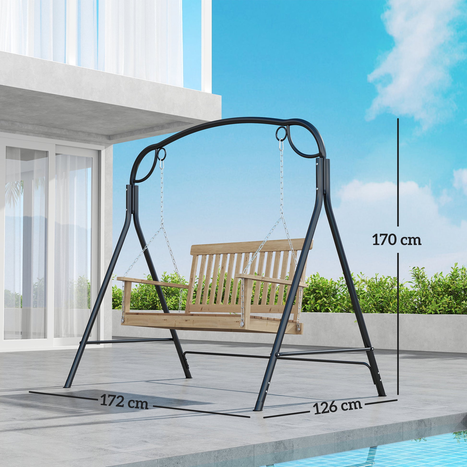 Outsunny Soporte para Columpio de Metal Estructura de Columpio Resistente con Patas en Forma de A Carga 220 kg para Jardín Parque Patio Porche 172x126x170 cm Bronce