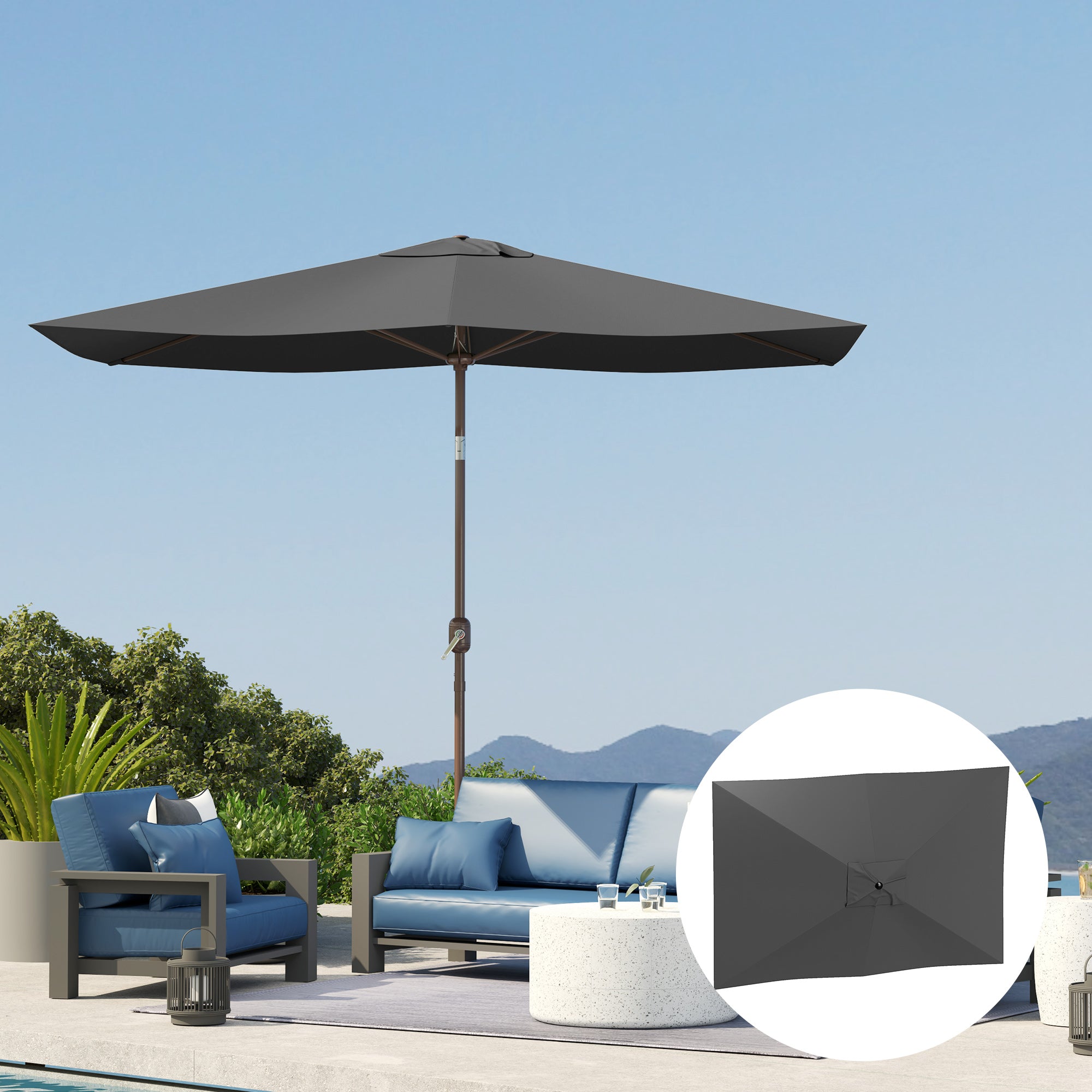Outsunny Toldo de Recambio de Sombrilla de 3x2 m Toldo de Repuesto para Sombrilla de Patio con Ventilación Superior Protección UV 50+ Cubierta de Repuesto para Parasol para Exteriores Gris Oscuro
