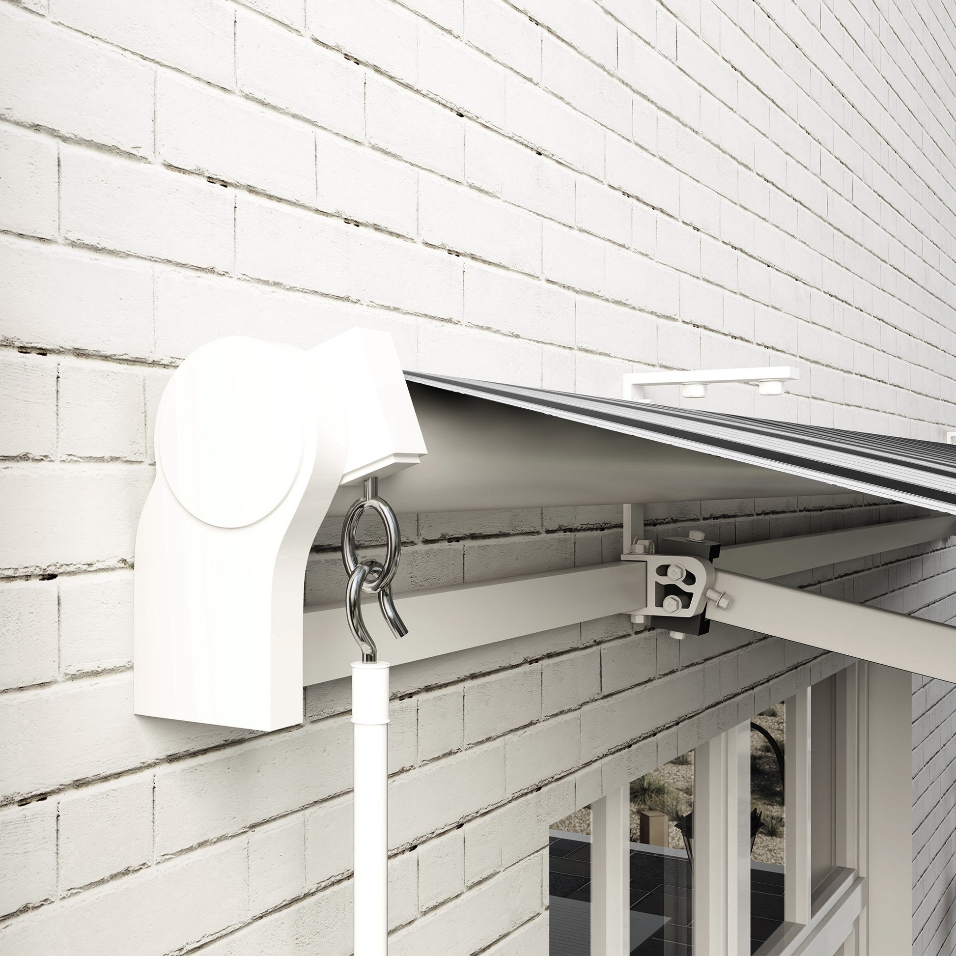 Outsunny Toldo Manual Retráctil 395x245 cm, Toldo Exterior Terraza con Ángulo Ajustable, Brazo Articulado, Montaje a Pared, Estructura de Aluminio, Anti-UV e Impermeable, para Jardín, Azul y Blanco