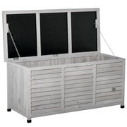 Outsunny Baúl de Almacenaje Exterior 284L Arcón de Jardín de Madera Impermeable con Tapa Abrible y Diseño Persiana 127x56x60 cm Gris