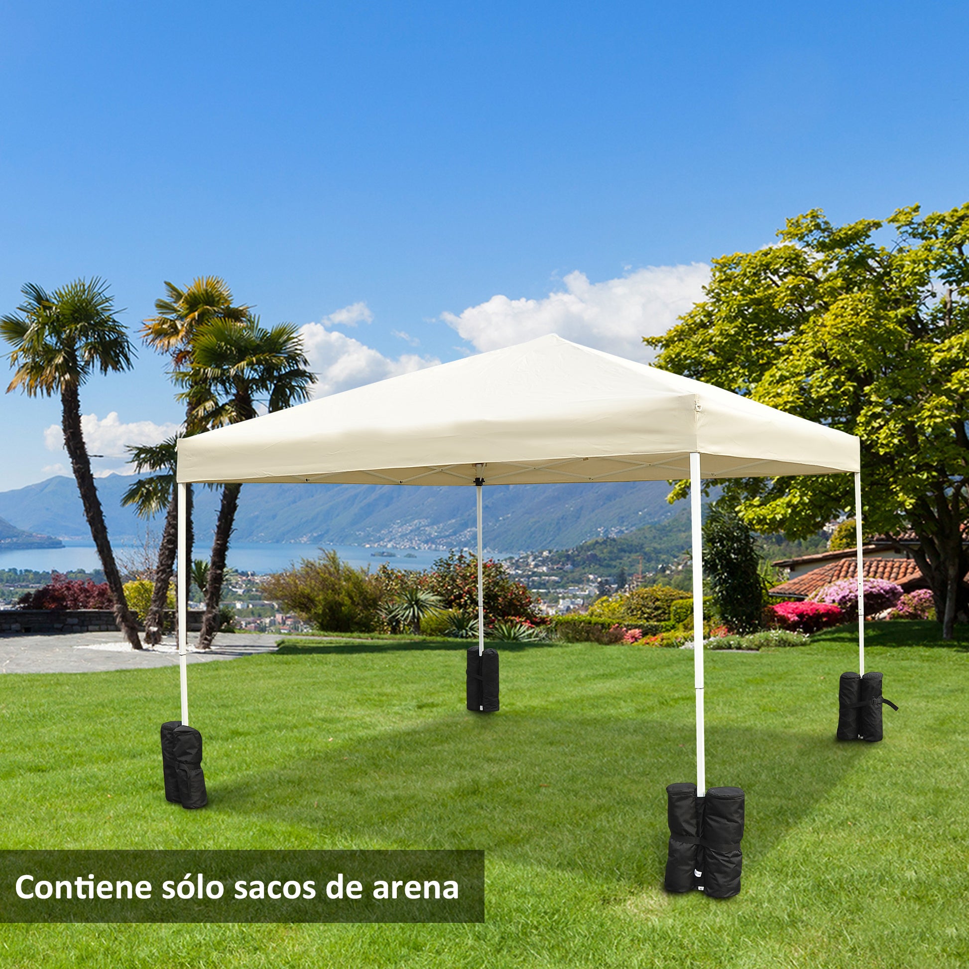 Outsunny Pack 4 Pesos para Carpas Bolsas de Pesos Pesas de Piernas para Cenador Pabellón Gazebo Bolsas de Arena para Exteriores Negro