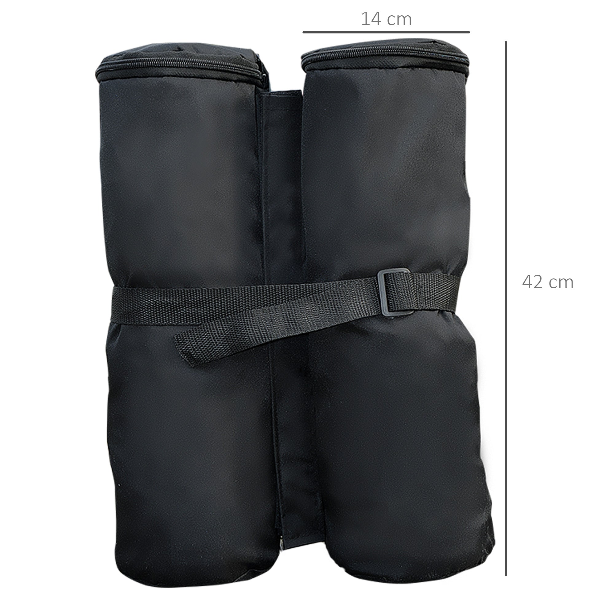 Outsunny Pack 4 Pesos para Carpas Bolsas de Pesos Pesas de Piernas para Cenador Pabellón Gazebo Bolsas de Arena para Exteriores Negro